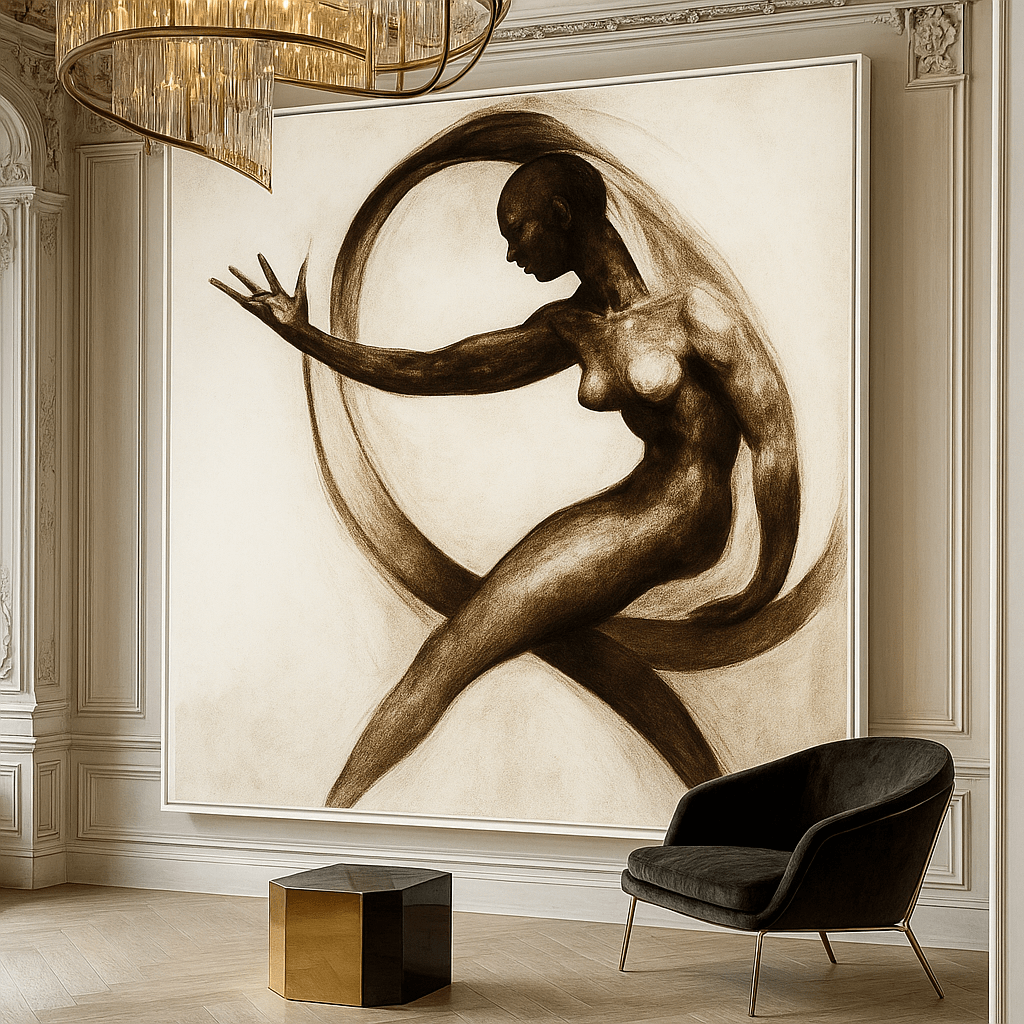Canvas Print: Grace in Motion – Abstract Female Form modern abstract canvas wall art by Rossetti Art – luxury interior design artwork for living room, bedroom, office – Contemporary Art for Sale contemporary art piece Contemporary art print