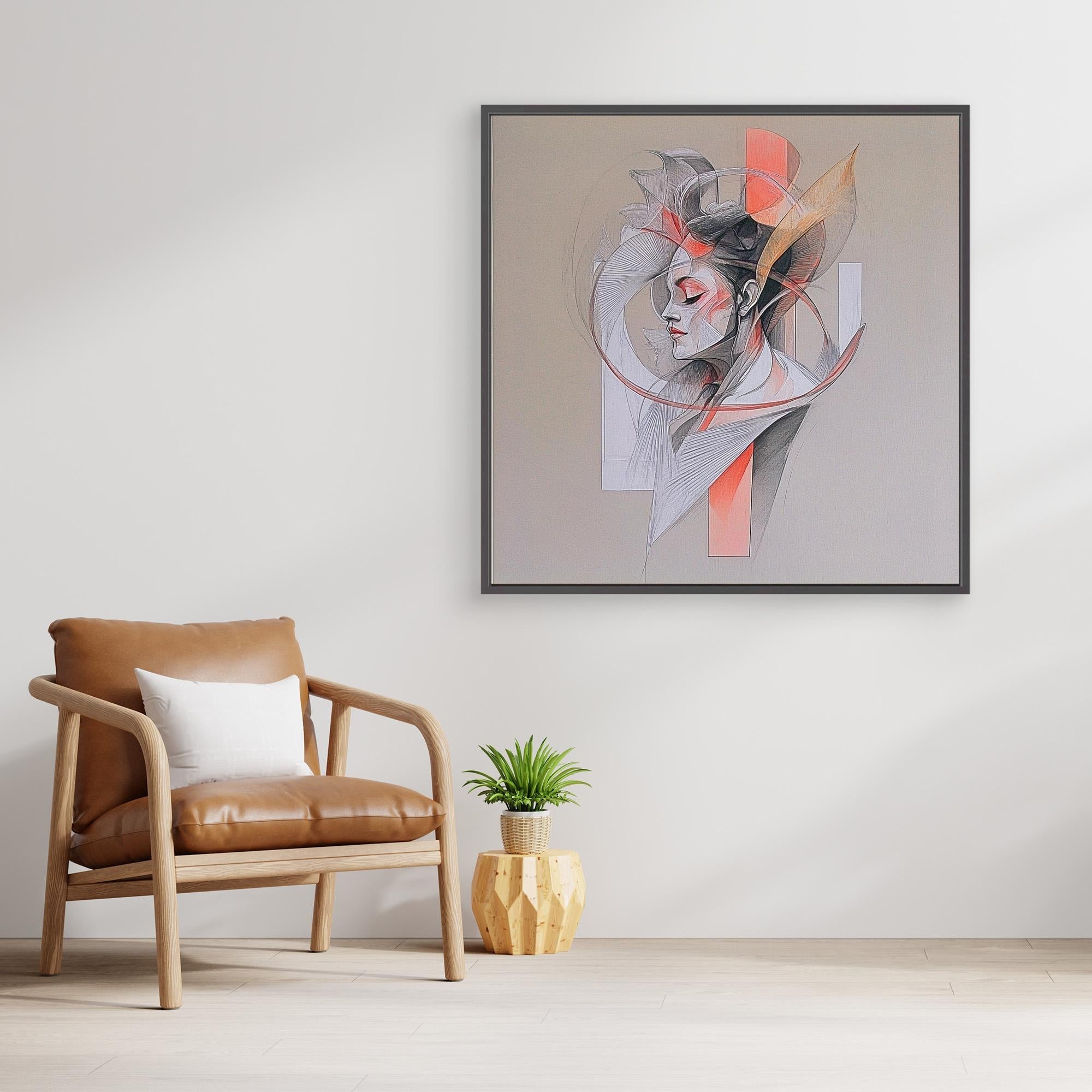 Canvas Print : Grace in Motion - Contemporary Abstract Portrait modern abstract canvas wall art by Rossetti Art – luxury interior design artwork for living room, bedroom, office – Feminine Abstract Art Minimalist Artwork Modern Wall Decor