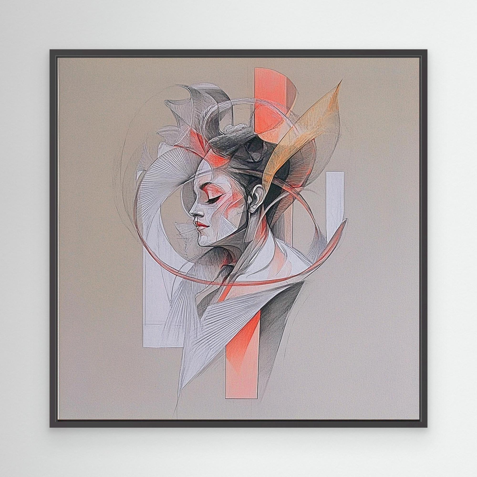 Canvas Print : Grace in Motion - Contemporary Abstract Portrait modern abstract canvas wall art by Rossetti Art – luxury interior design artwork for living room, bedroom, office – Feminine Abstract Art Minimalist Artwork Modern Wall Decor