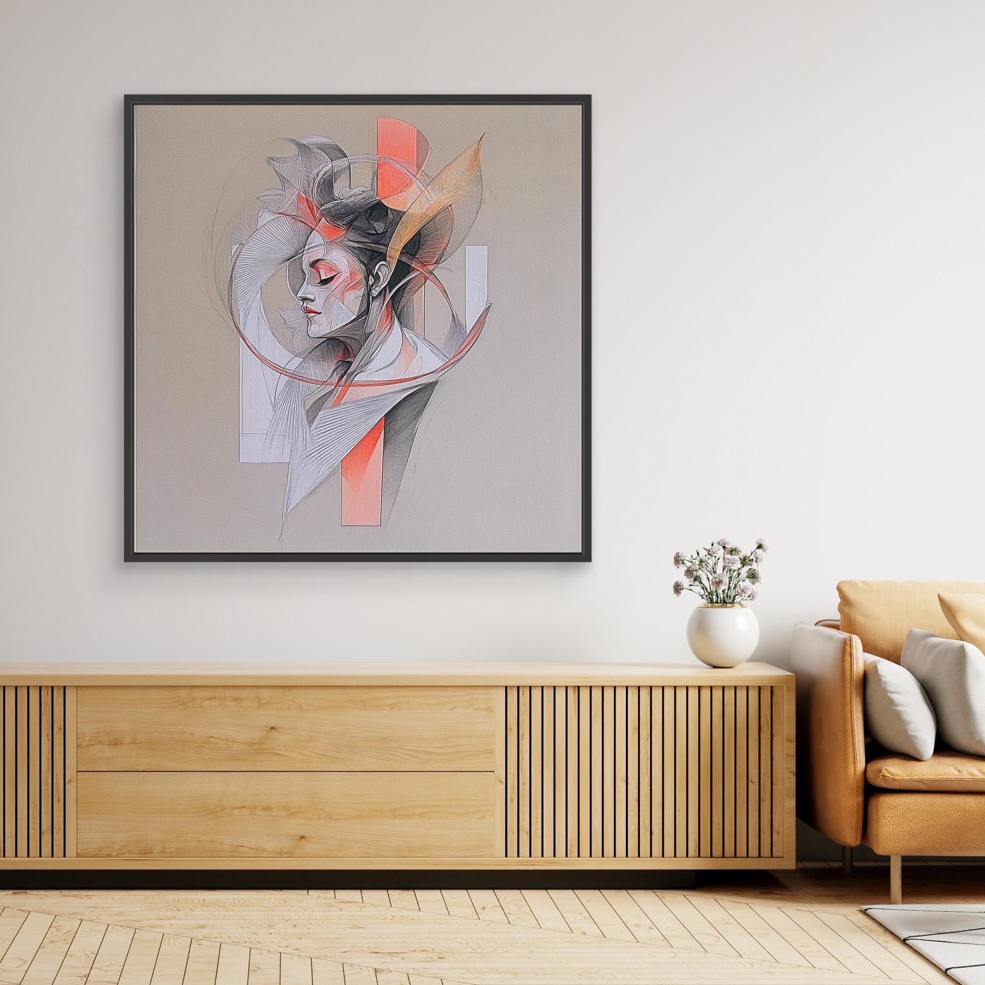 Canvas Print : Grace in Motion - Contemporary Abstract Portrait modern abstract canvas wall art by Rossetti Art – luxury interior design artwork for living room, bedroom, office – Feminine Abstract Art Minimalist Artwork Modern Wall Decor