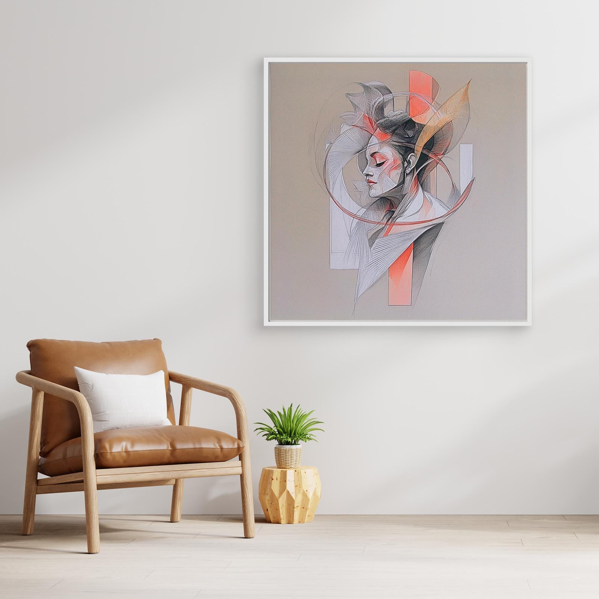 Canvas Print : Grace in Motion - Contemporary Abstract Portrait modern abstract canvas wall art by Rossetti Art – luxury interior design artwork for living room, bedroom, office – Feminine Abstract Art Minimalist Artwork Modern Wall Decor