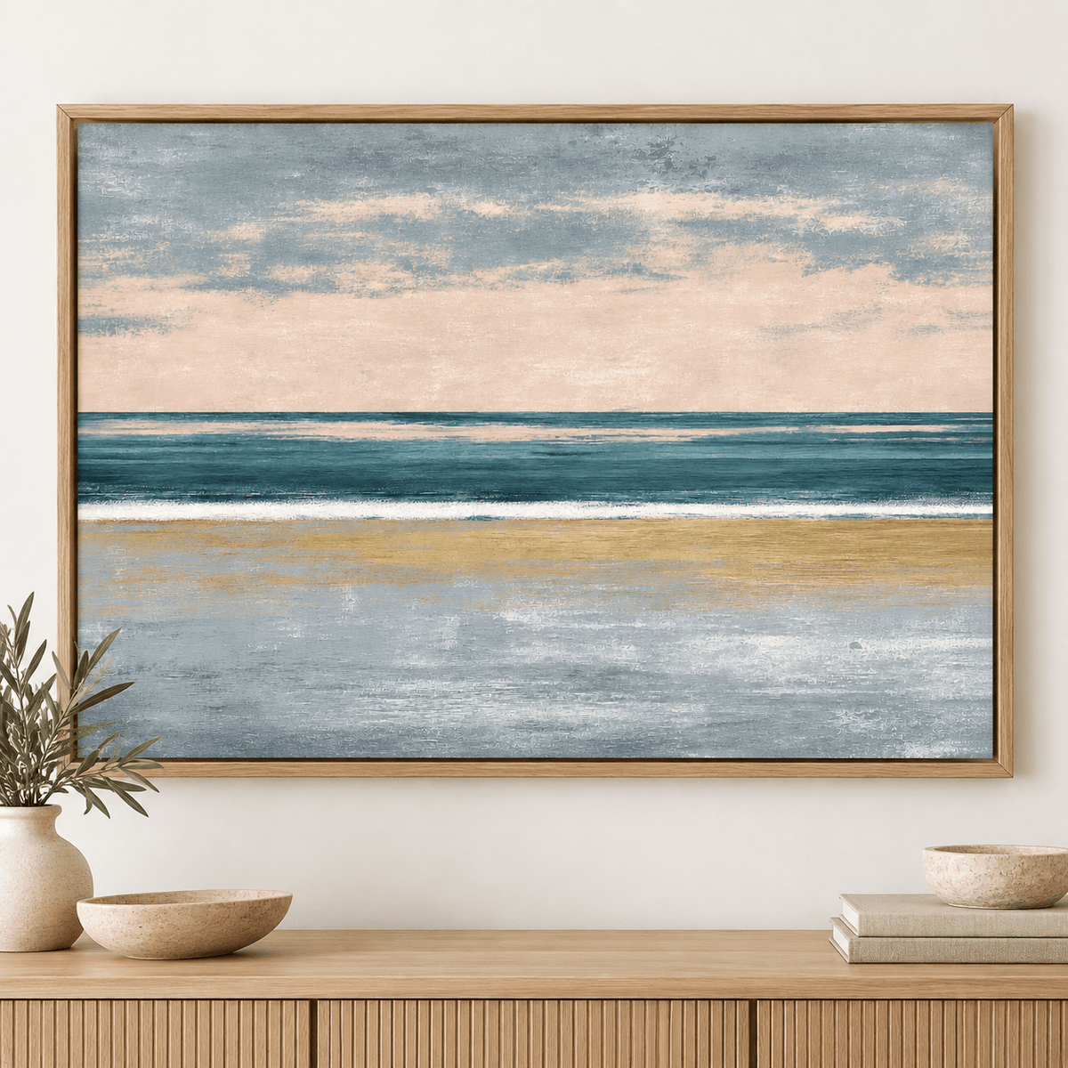 Gray and Gold Wall Art – Golden Shore by Rossetti Art