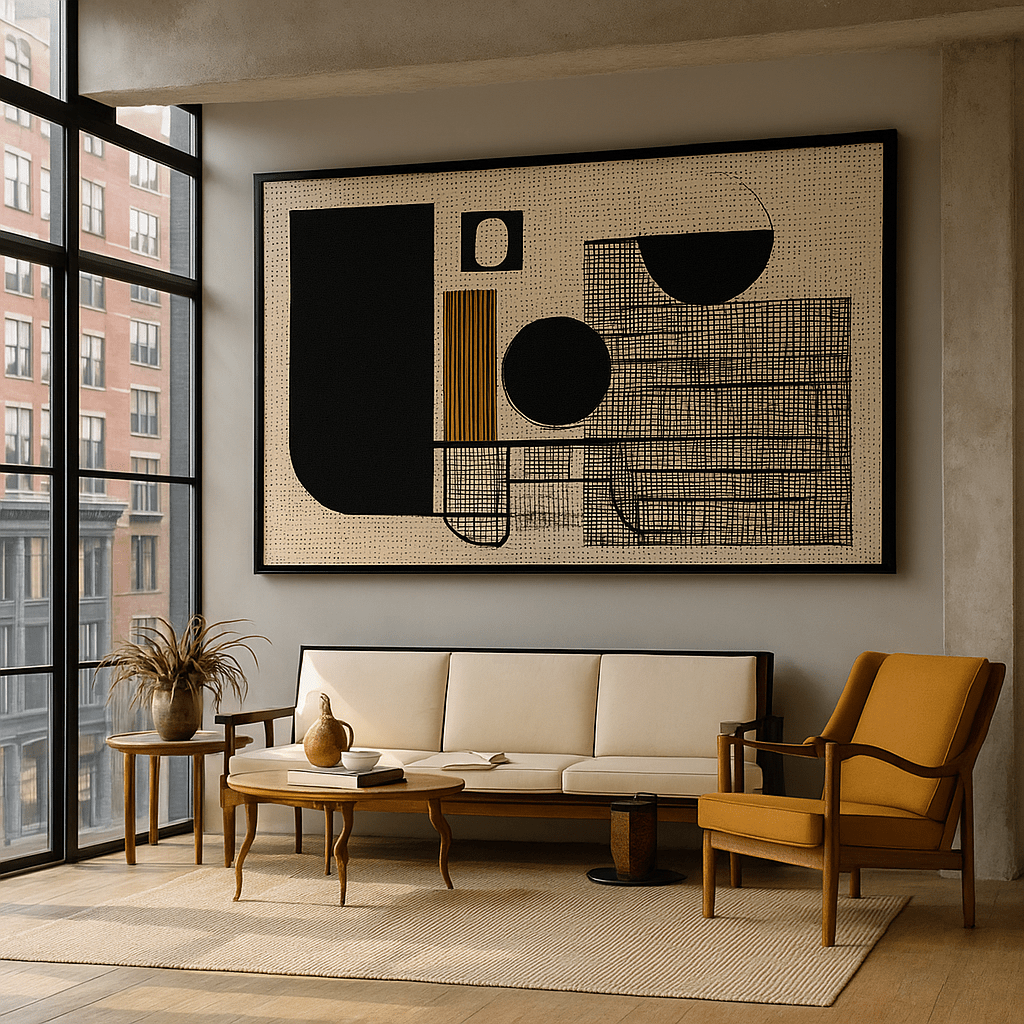 Canvas Print : Gridlock in Style – Geometric Abstract Canvas for Modern Homes - Chiara Rossetti