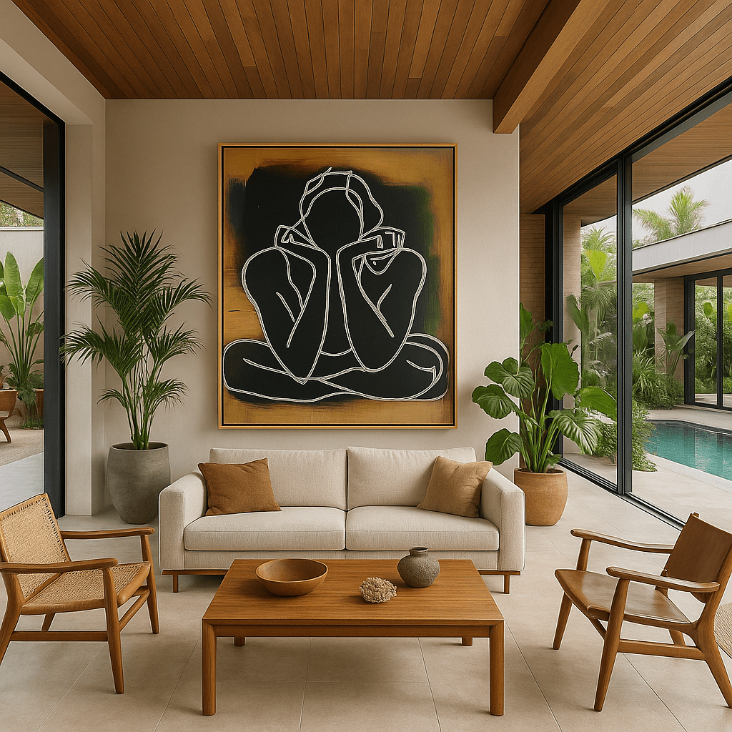 Canvas Print : Grounded Muse – Original Meditation Art Canvas - Minimalist Yoga Figure Painting - Modern Zen Wall Decor - Chiara Rossetti