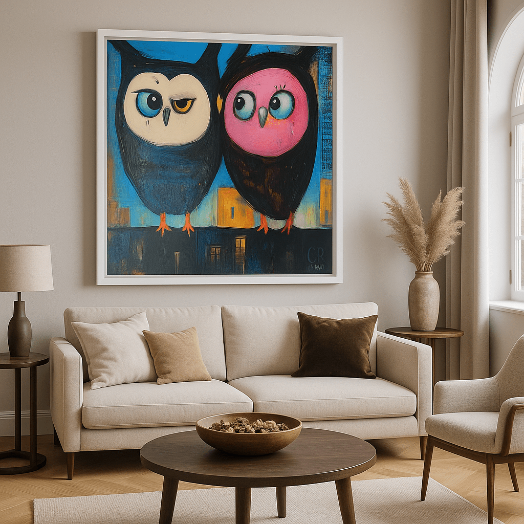 Canvas Print : "Hoots of Love"- Owl art for kids | Rossetti Art