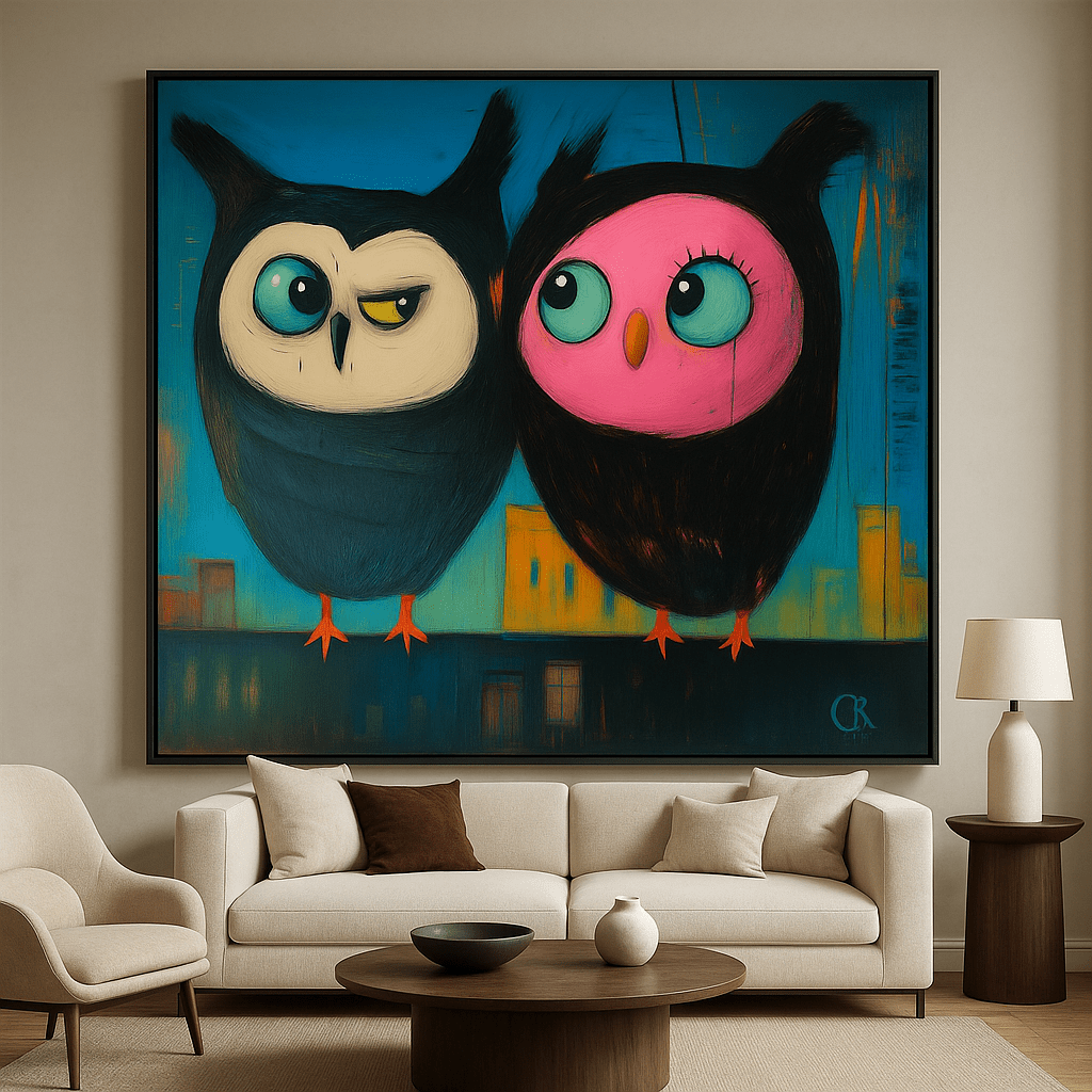 Canvas Print : "Hoots of Love"- Owl art for kids | Rossetti Art