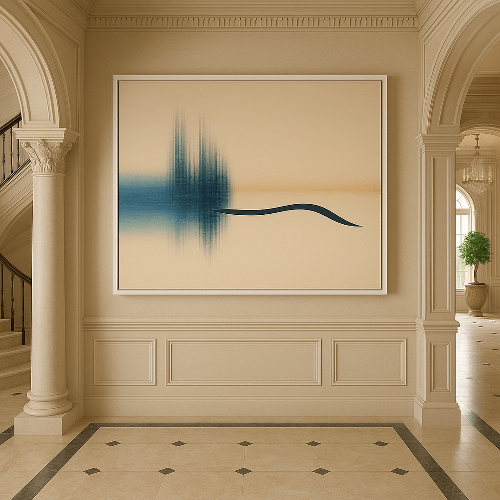 Canvas Print: Horizon Flow – Minimalist Blue & Black Abstract Wall Art modern abstract canvas wall art by Rossetti Art – luxury interior design artwork for living room, bedroom, office – contemporary art piece Contemporary Canvas Art Contemporary canvas print