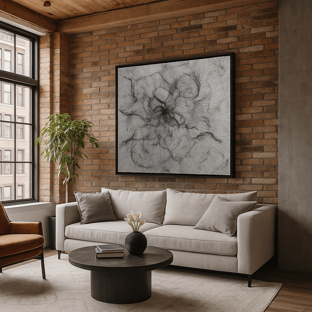 Canvas Print : "Hypnotic Chaos" – Black Canvas Line Art - Chiara Rossetti