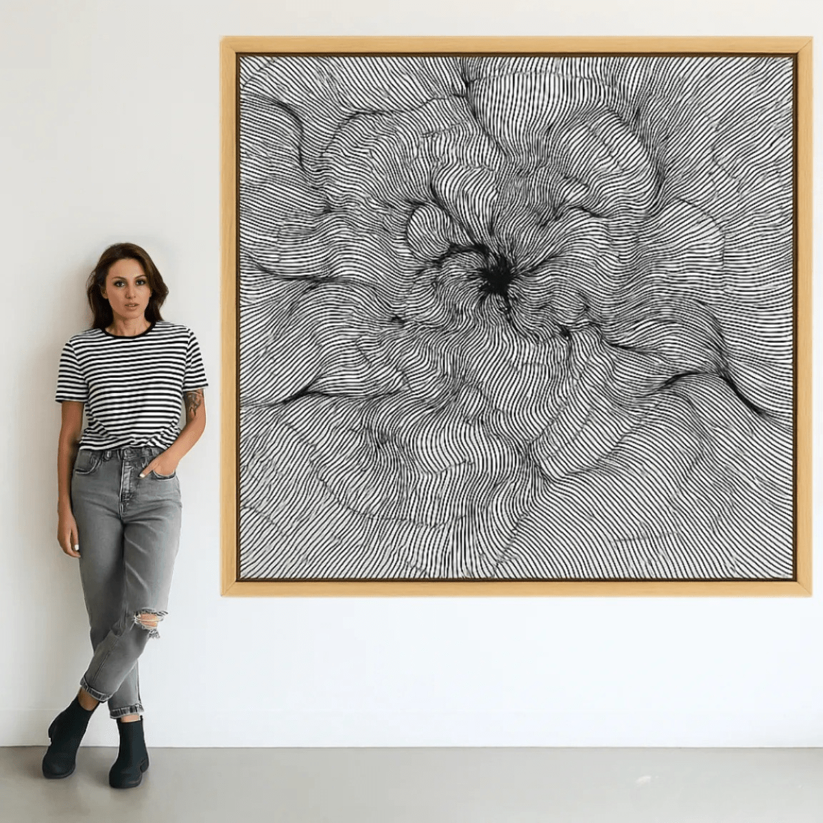 Canvas Print : "Hypnotic Chaos" – Black Canvas Line Art | Rossetti Art