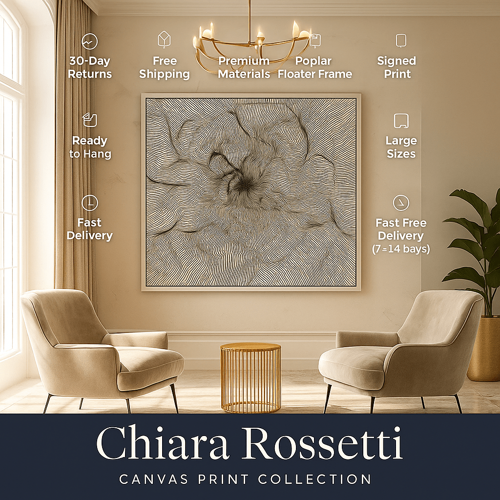 Canvas Print : "Hypnotic Chaos" – Black Canvas Line Art - Chiara Rossetti