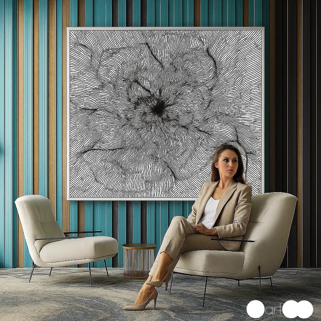Canvas Print : "Hypnotic Chaos" – Black Canvas Line Art - Chiara Rossetti