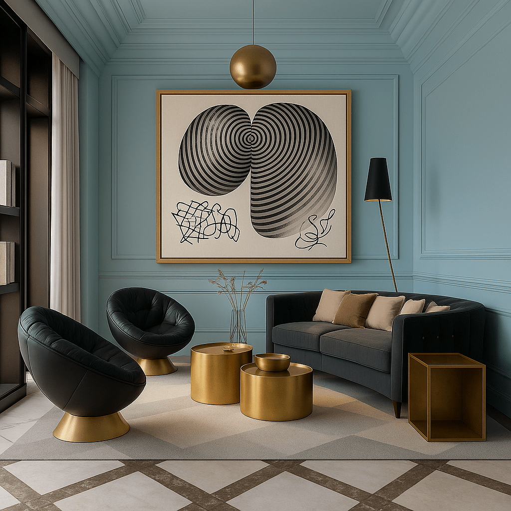 Canvas Print: Hypnotic Duality – Abstract Minimalist Art Prints modern abstract canvas wall art by Rossetti Art – luxury interior design artwork for living room, bedroom, office – Geometric Wall Art Hypnotic Duality Print Modern Minimalist Art