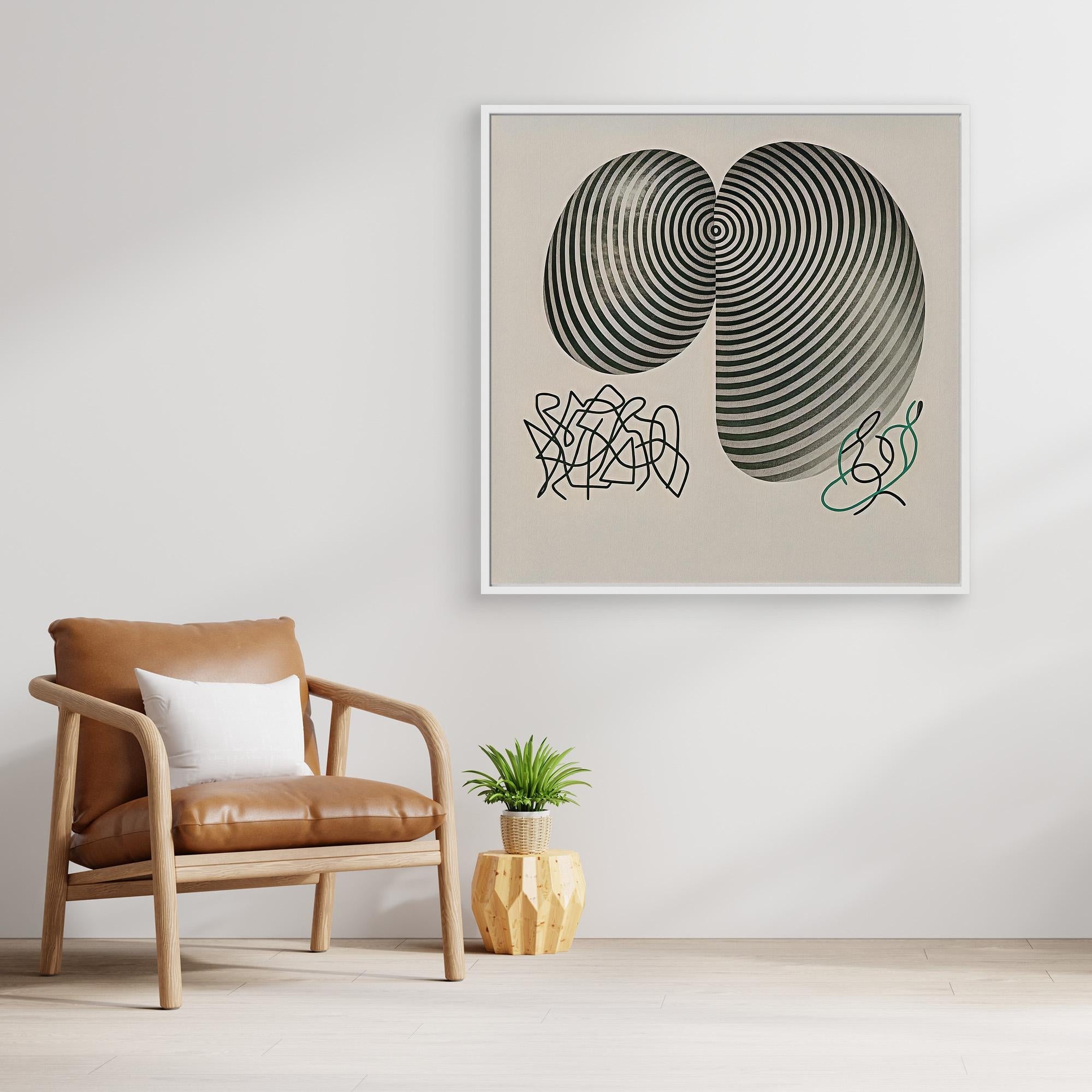 Canvas Print: Hypnotic Duality – Abstract Minimalist Art Prints modern abstract canvas wall art by Rossetti Art – luxury interior design artwork for living room, bedroom, office – Geometric Wall Art Hypnotic Duality Print Modern Minimalist Art