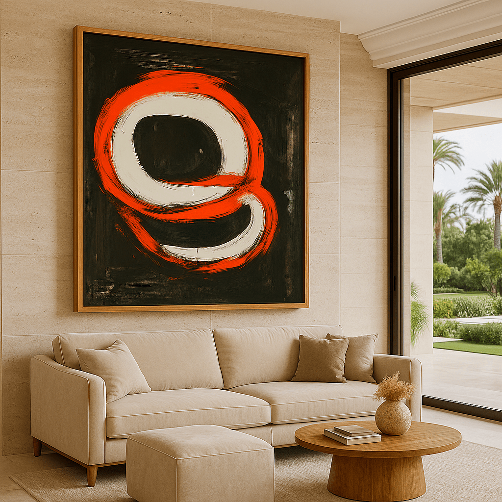 Canvas Print: Inferno Loop - Bold Abstract Expressionist Wall Art Print modern abstract canvas wall art by Rossetti Art – luxury interior design artwork for living room, bedroom, office – Contemporary Art for Sale contemporary art piece Contemporary art print