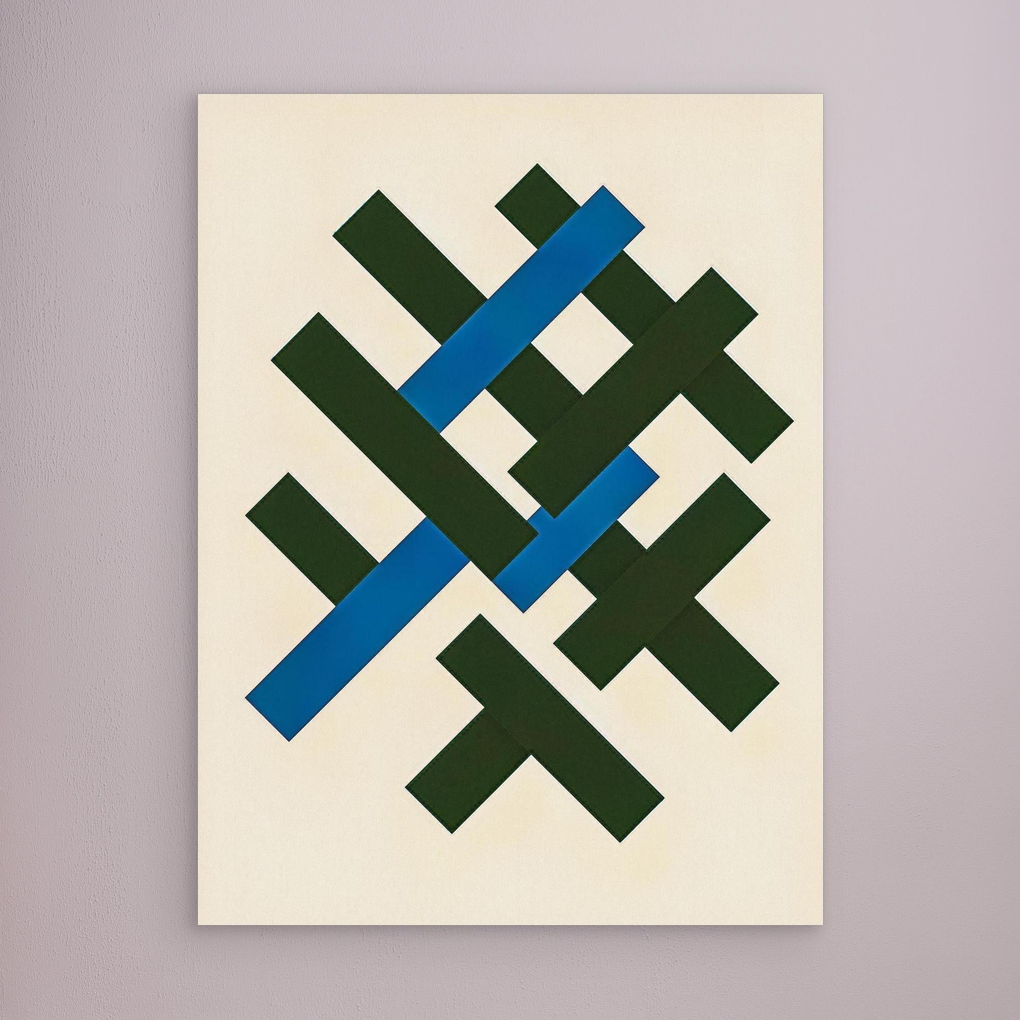 Canvas Print: “Interlock Structure” – Minimalist Geometric Line Art modern abstract canvas wall art by Rossetti Art – luxury interior design artwork for living room, bedroom, office – Contemporary Art for Sale Contemporary Canvas Art Contemporary canvas print