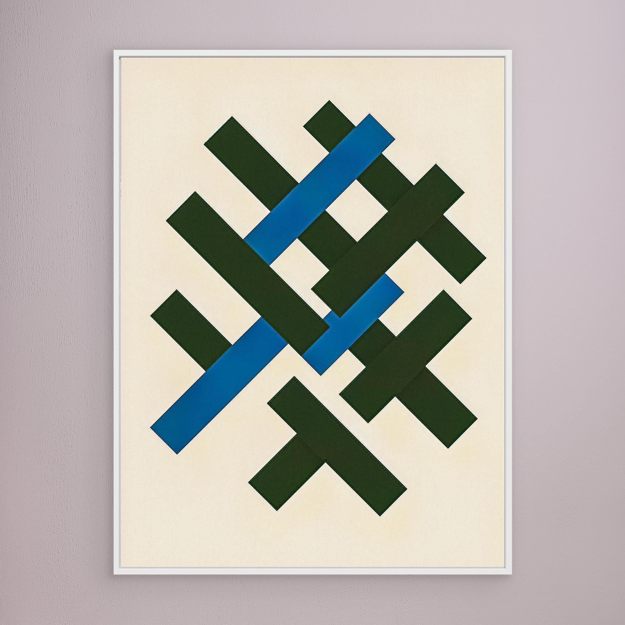 Canvas Print: “Interlock Structure” – Minimalist Geometric Line Art modern abstract canvas wall art by Rossetti Art – luxury interior design artwork for living room, bedroom, office – Contemporary Art for Sale Contemporary Canvas Art Contemporary canvas print