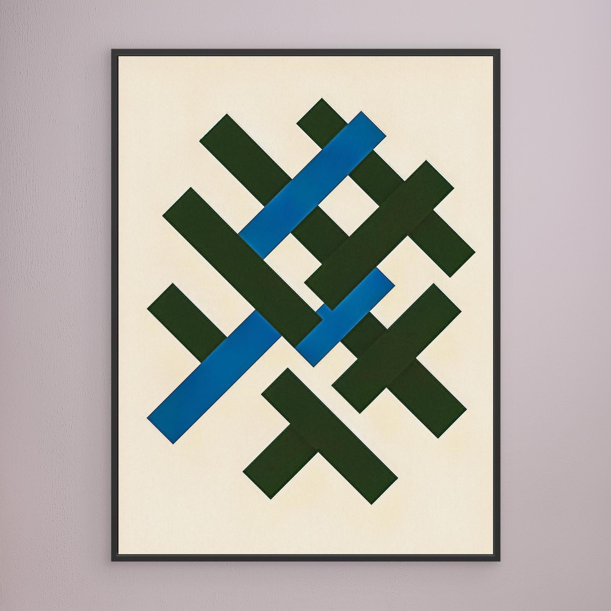 Canvas Print: “Interlock Structure” – Minimalist Geometric Line Art modern abstract canvas wall art by Rossetti Art – luxury interior design artwork for living room, bedroom, office – Contemporary Art for Sale Contemporary Canvas Art Contemporary canvas print