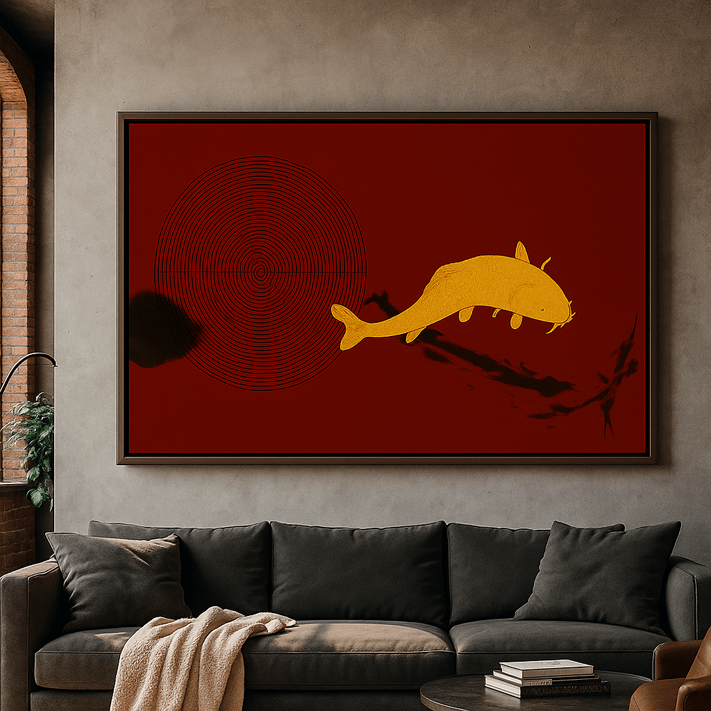 Canvas Print : Japanese Golden Koi – Koi Fish Canvas Wall Art modern abstract canvas wall art by Rossetti Art – luxury interior design artwork for living room, bedroom, office – art with meaning asian abstract art asian minimalism