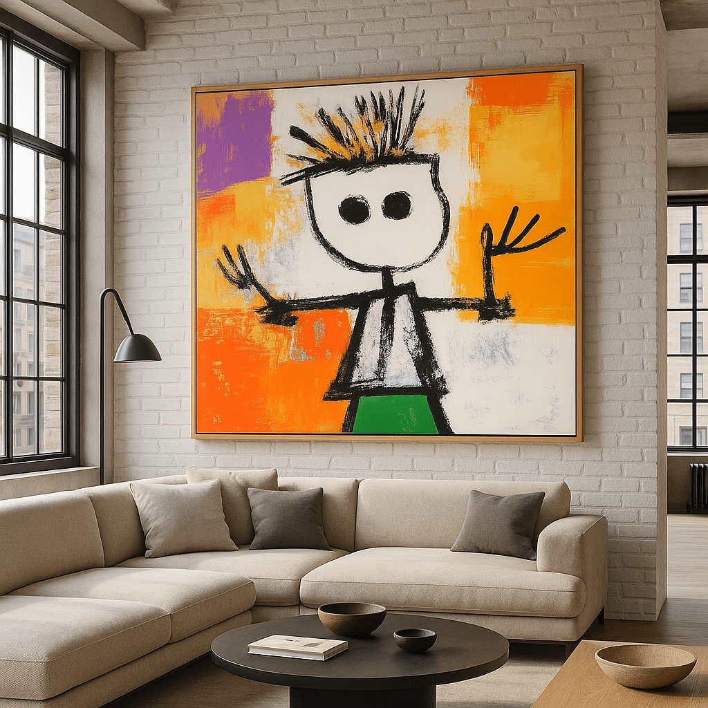 Canvas Print : "Joyful Scribbles" - Whimsical Figure Abstract Art Print modern abstract canvas wall art by Rossetti Art β luxury interior design artwork for living room, bedroom, office β contemporary art piece Contemporary Canvas Art Contemporary canvas print