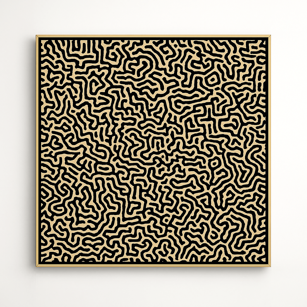 Canvas Print : Labyrinth of Silence - Black Maze Line Art for Modern Luxury Decor | Rossetti Art modern abstract canvas wall art by Rossetti Art – luxury interior design artwork for living room, bedroom, office – large abstract art large canvas artwork large geometric wall art for living room