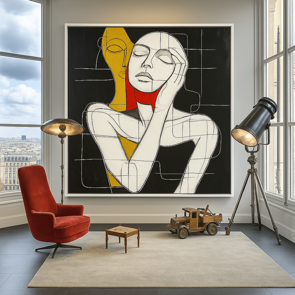 Canvas Print: "Layers of Self" - Modern Abstract Figurative Wall Art modern abstract canvas wall art by Rossetti Art – luxury interior design artwork for living room, bedroom, office – Abstract Canvas Print Abstract Canvas Prints canvas print for walls