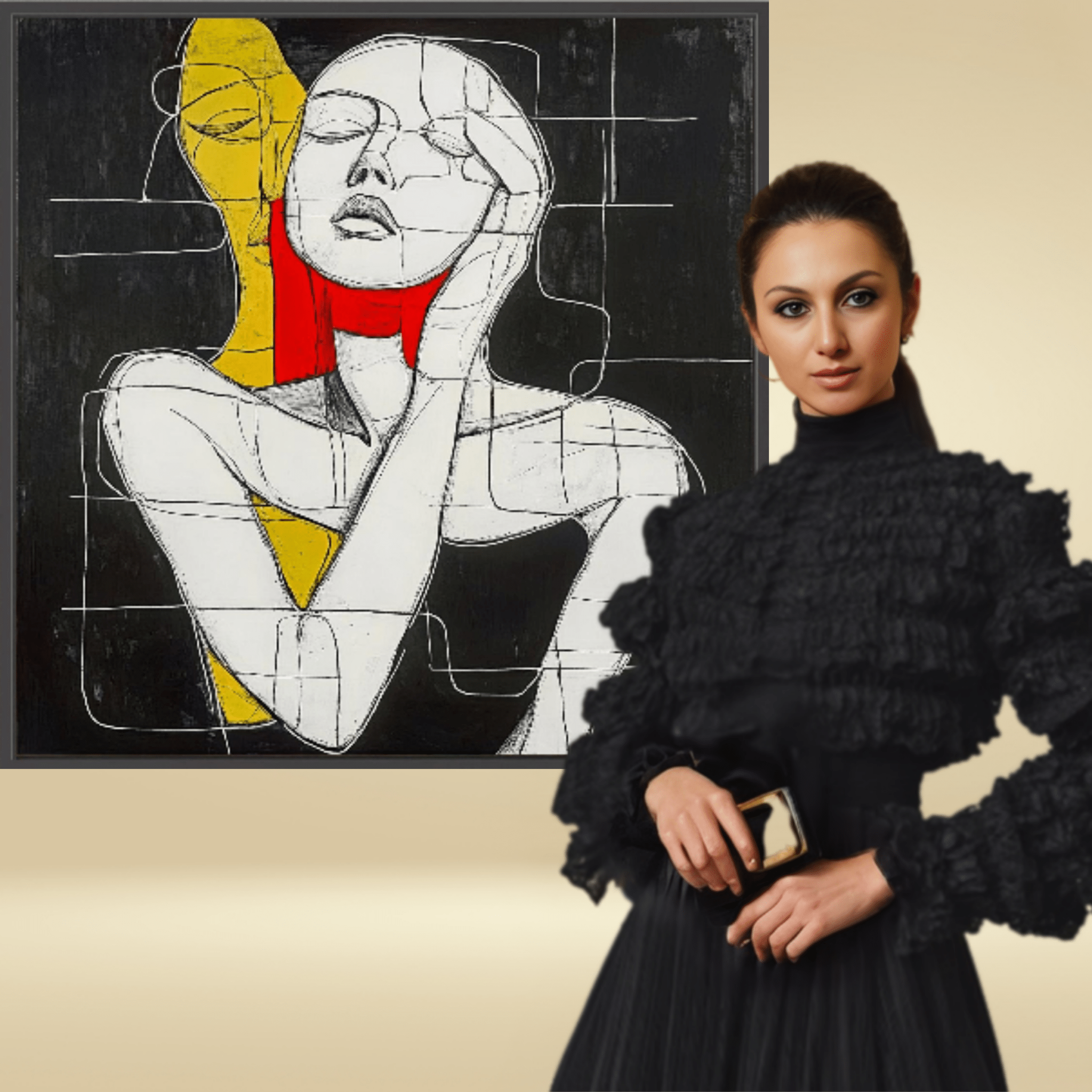 Canvas Print: "Layers of Self" - Modern Abstract Figurative Wall Art modern abstract canvas wall art by Rossetti Art – luxury interior design artwork for living room, bedroom, office – Abstract Canvas Print Abstract Canvas Prints canvas print for walls