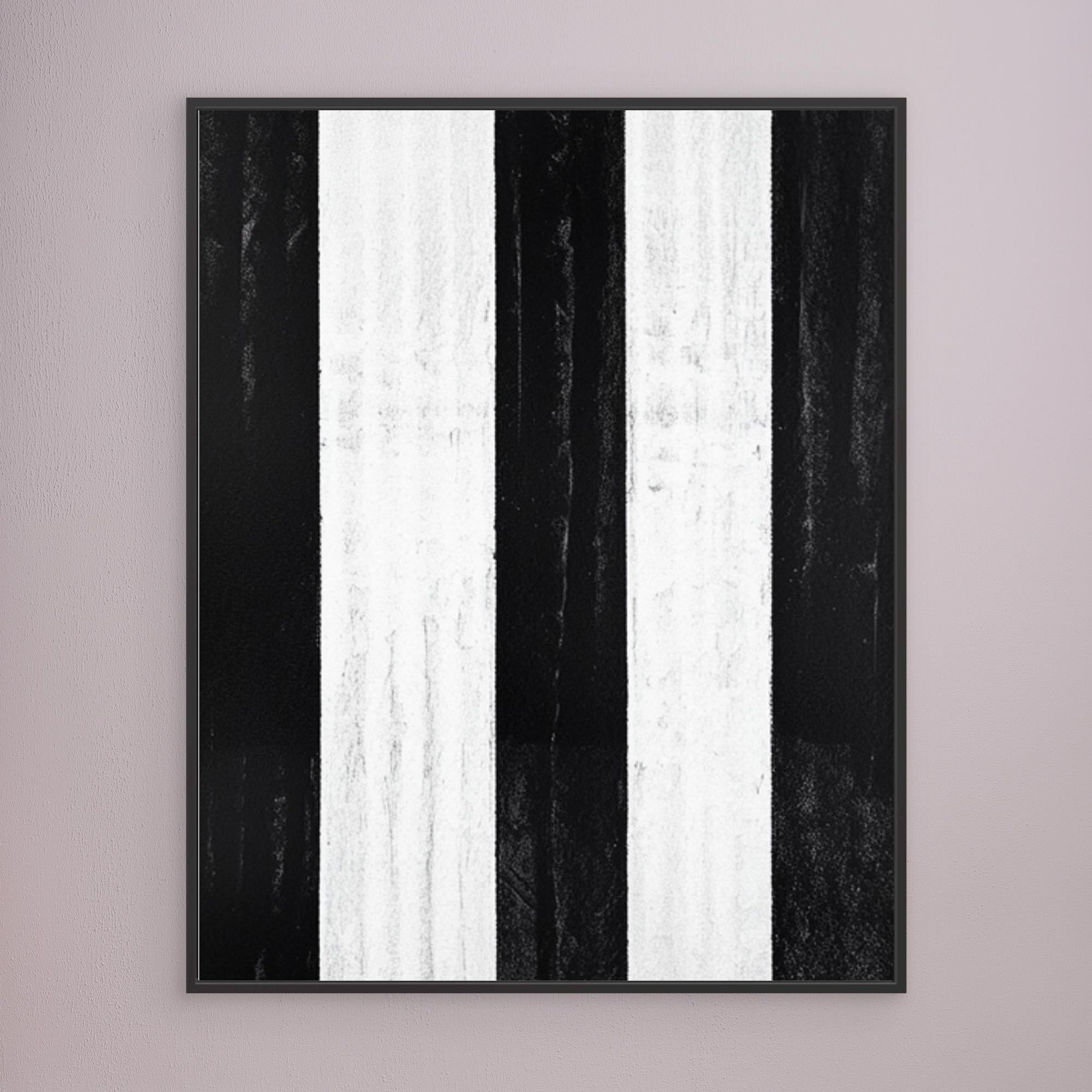 Canvas Print: Linear Pulse – Black & White Stripe Minimalist Abstract Art - Chiara Rossetti