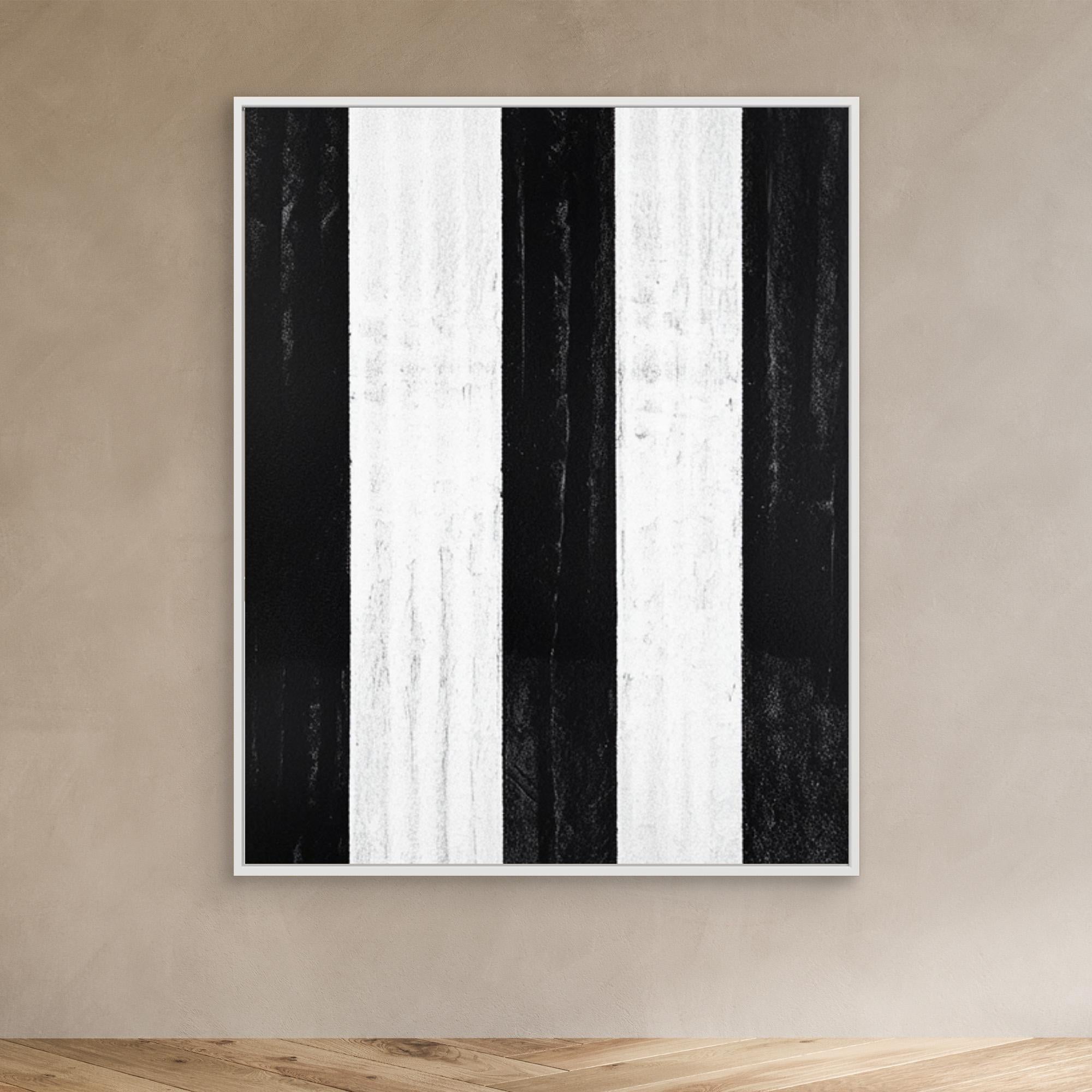 Canvas Print: Linear Pulse – Black & White Stripe Minimalist Abstract Art - Chiara Rossetti