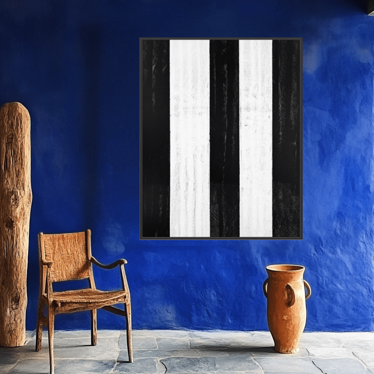 Canvas Print: Linear Pulse – Black & White Stripe Minimalist Abstract Art modern abstract canvas wall art by Rossetti Art – luxury interior design artwork for living room, bedroom, office – Architectural Wall Art Bold Minimalist Design Modern Monochrome Decor