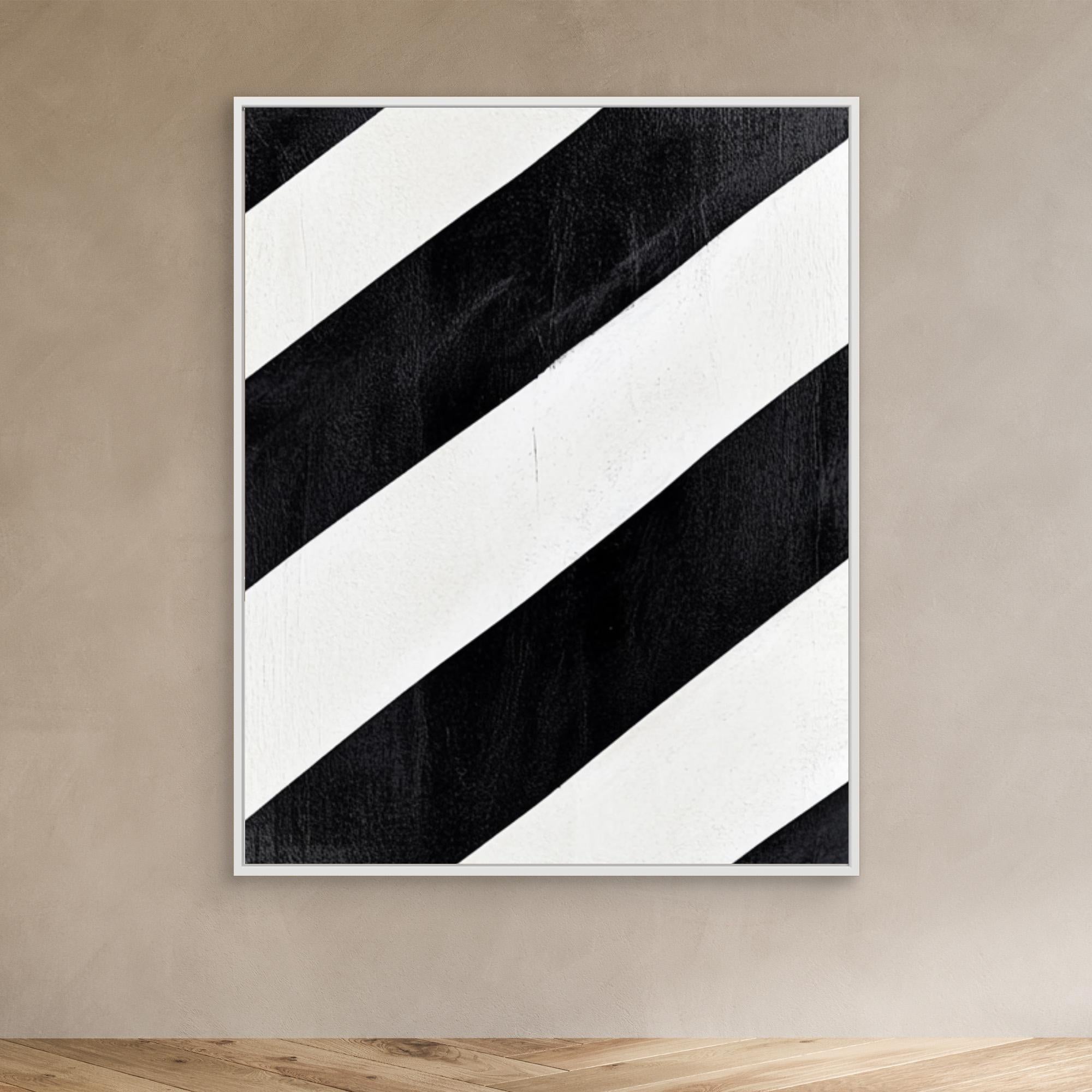 Canvas Print: Linear Pulse II– Black & White Minimalist Abstract Art modern abstract canvas wall art by Rossetti Art – luxury interior design artwork for living room, bedroom, office – Architectural Wall Art Bold Minimalist Design Modern Monochrome Decor