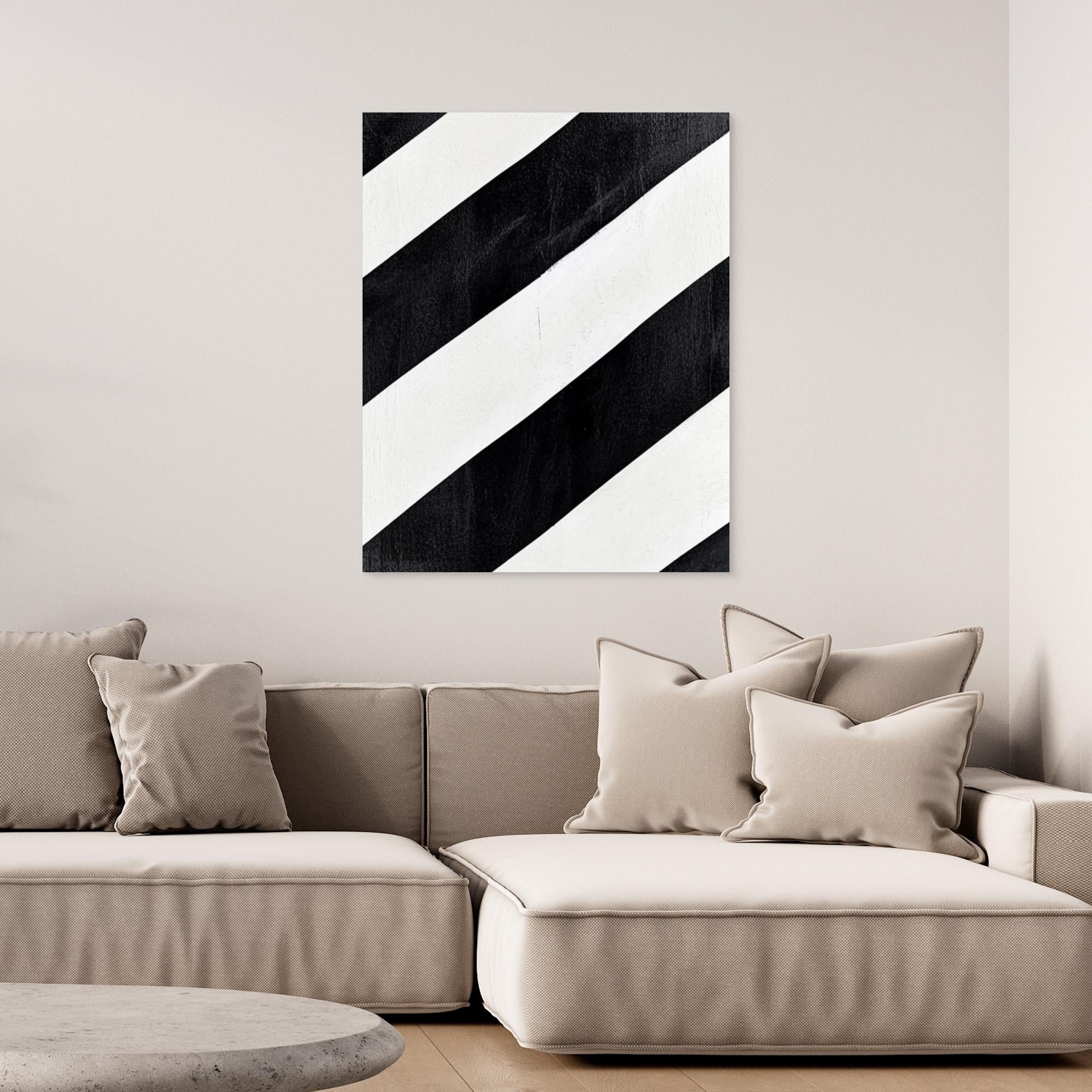 Canvas Print: Linear Pulse II– Black & White Minimalist Abstract Art modern abstract canvas wall art by Rossetti Art – luxury interior design artwork for living room, bedroom, office – Architectural Wall Art Bold Minimalist Design Modern Monochrome Decor