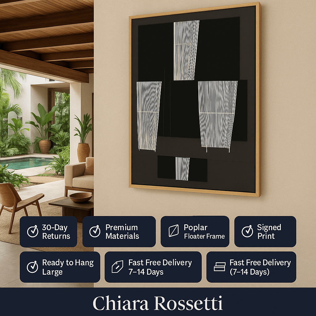 Canvas Print : Linear Pulse – Modern Grid Abstract Art in Black & Burgundy - Chiara Rossetti