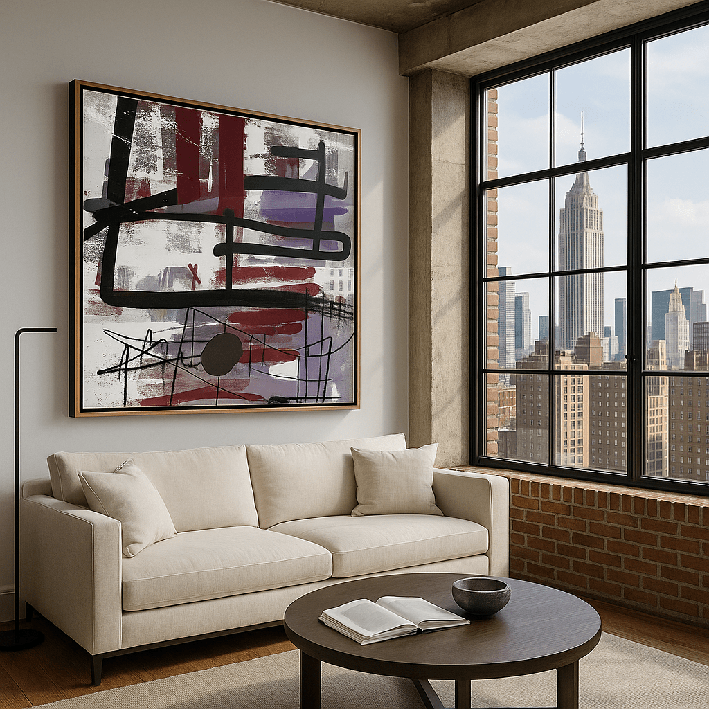 Canvas Print : "Linear Rhythm" - Abstract Expressionist Wall Art modern abstract canvas wall art by Rossetti Art β luxury interior design artwork for living room, bedroom, office β Minimalist abstract art Minimalist Abstract Canvas Art Minimalist Art for Sale