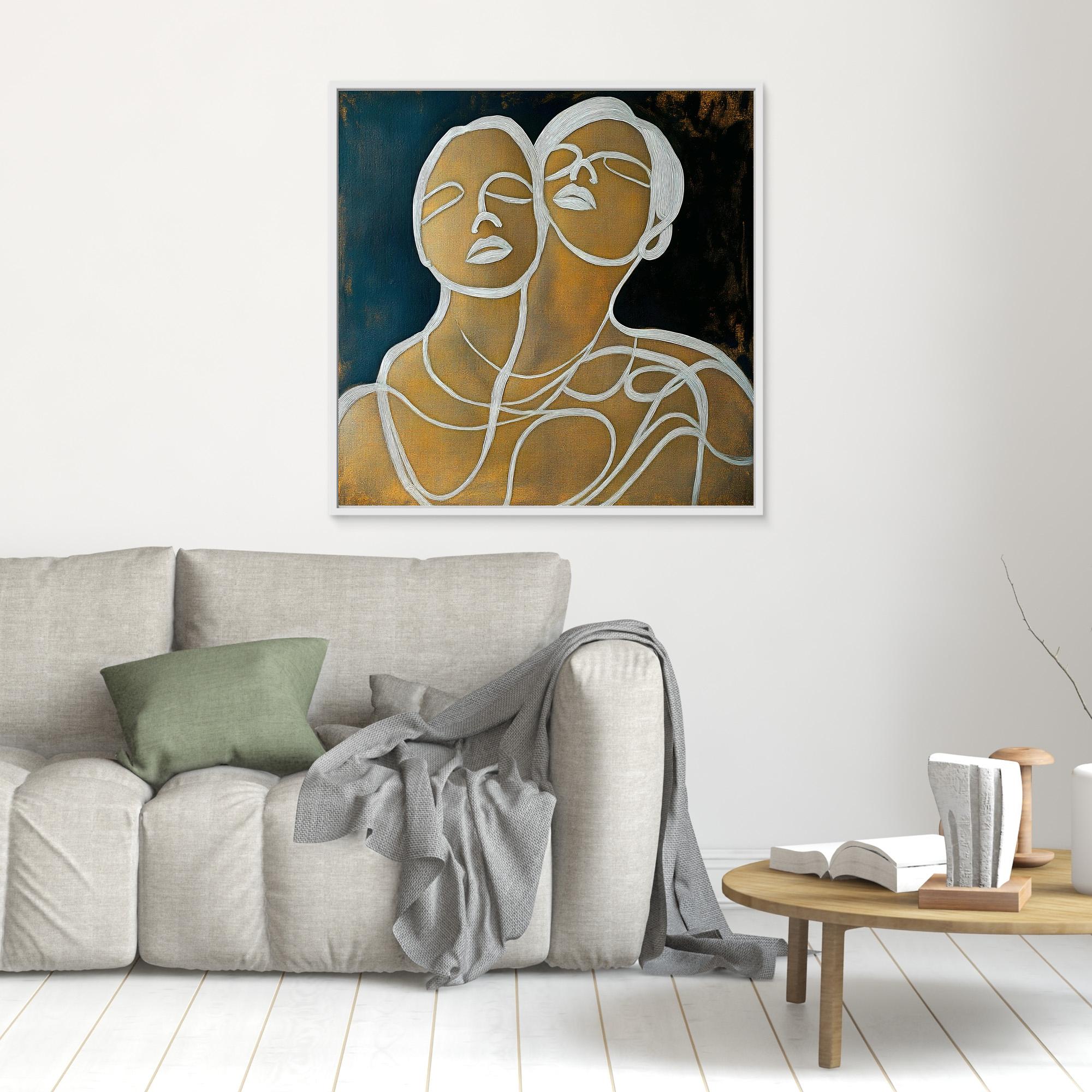 Canvas Print : Lines of Connection - Abstract Portrait Art modern abstract canvas wall art by Rossetti Art – luxury interior design artwork for living room, bedroom, office – Elegant Modern Artwork for Home Handmade Abstract Portrait Canvas Line Art Wall Decor