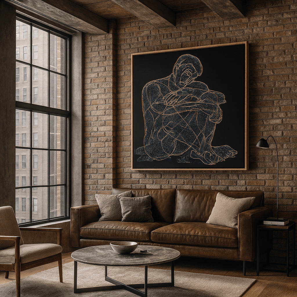 Canvas Print: Luminous Stillness - Minimalist Figurative Line Art Canvas Print modern abstract canvas wall art by Rossetti Art – luxury interior design artwork for living room, bedroom, office – abstract wall art canvas print art Chiara Rossetti