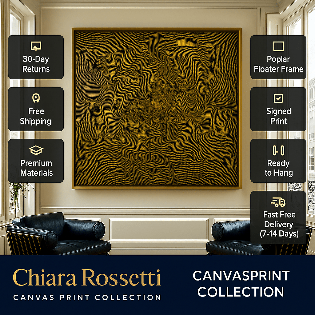Canvas Print : Magnetic Drift - Gold on Black Abstract Canvas by Chiara Rosetti - Chiara Rossetti