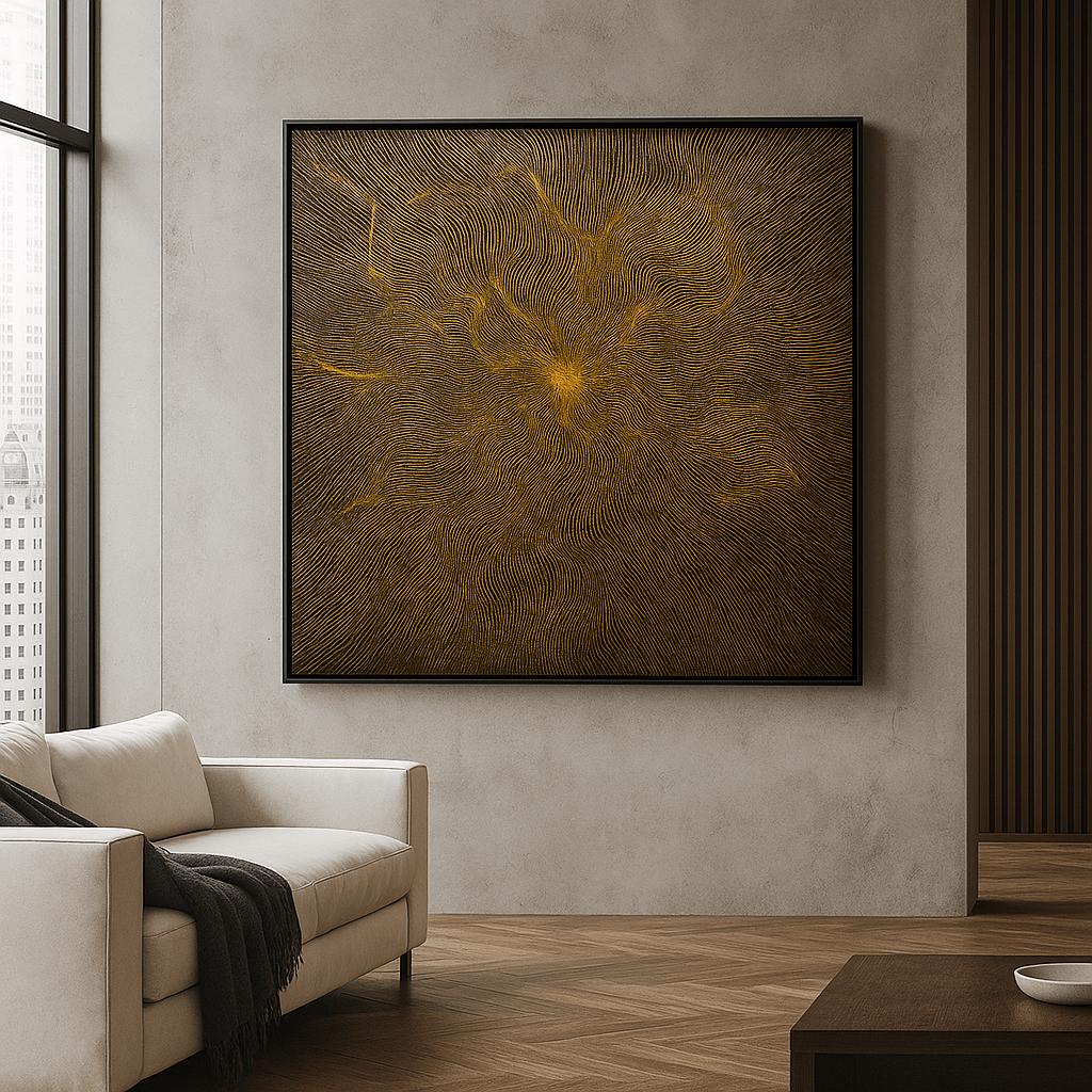 Canvas Print : Magnetic Drift - Gold on Black Abstract Canvas by Chiara Rosetti - Chiara Rossetti