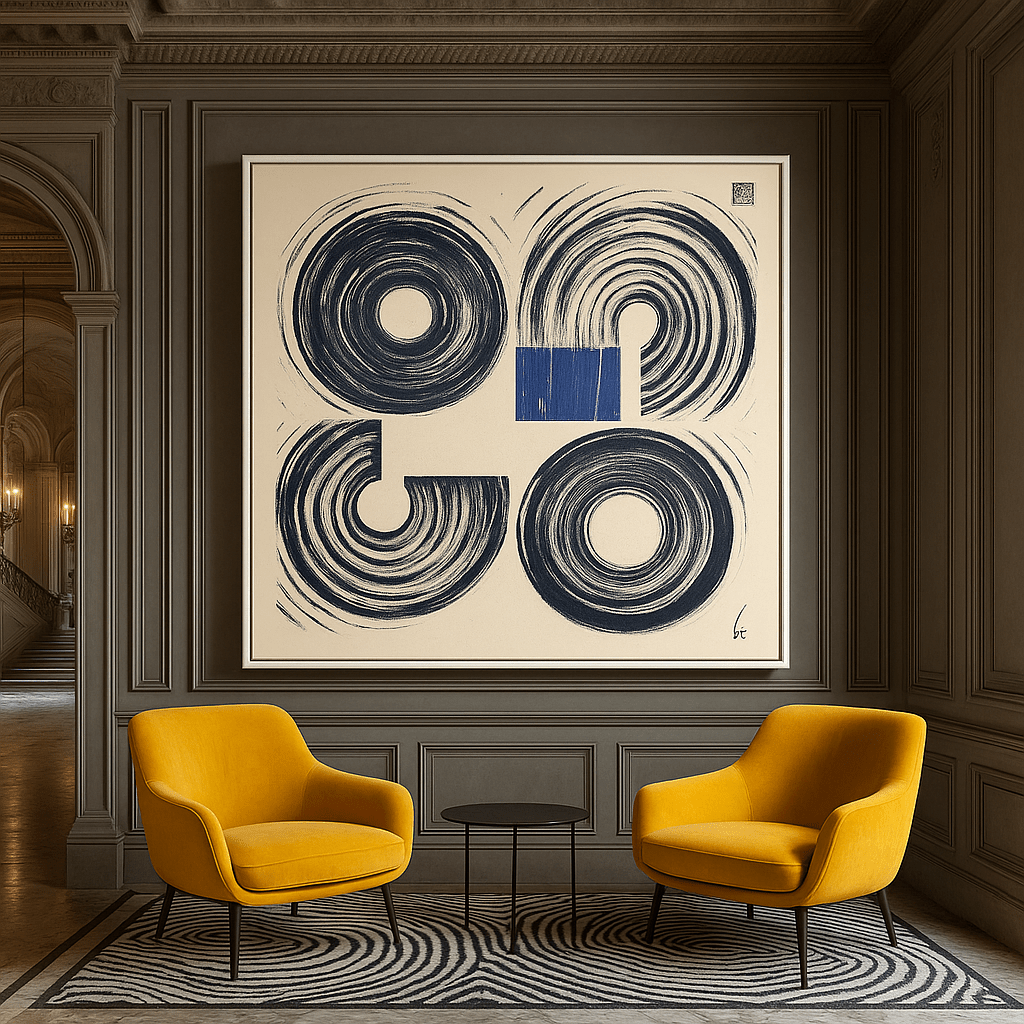 Canvas Print: Minimalist Spiral Geometry - Modern Abstract Wall Art modern abstract canvas wall art by Rossetti Art – luxury interior design artwork for living room, bedroom, office – Bold and Dynamic Artistic Home Accent Colorful Statement Wall Art Contemporary Grid Art