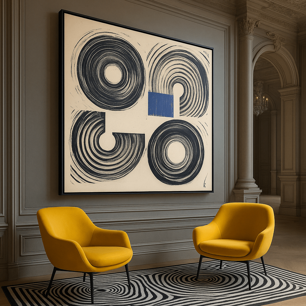 Canvas Print: Minimalist Spiral Geometry - Modern Abstract Wall Art modern abstract canvas wall art by Rossetti Art – luxury interior design artwork for living room, bedroom, office – Bold and Dynamic Artistic Home Accent Colorful Statement Wall Art Contemporary Grid Art