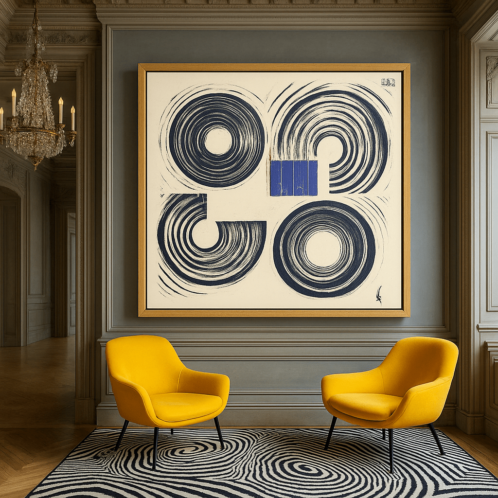 Canvas Print: Minimalist Spiral Geometry - Modern Abstract Wall Art modern abstract canvas wall art by Rossetti Art – luxury interior design artwork for living room, bedroom, office – Bold and Dynamic Artistic Home Accent Colorful Statement Wall Art Contemporary Grid Art