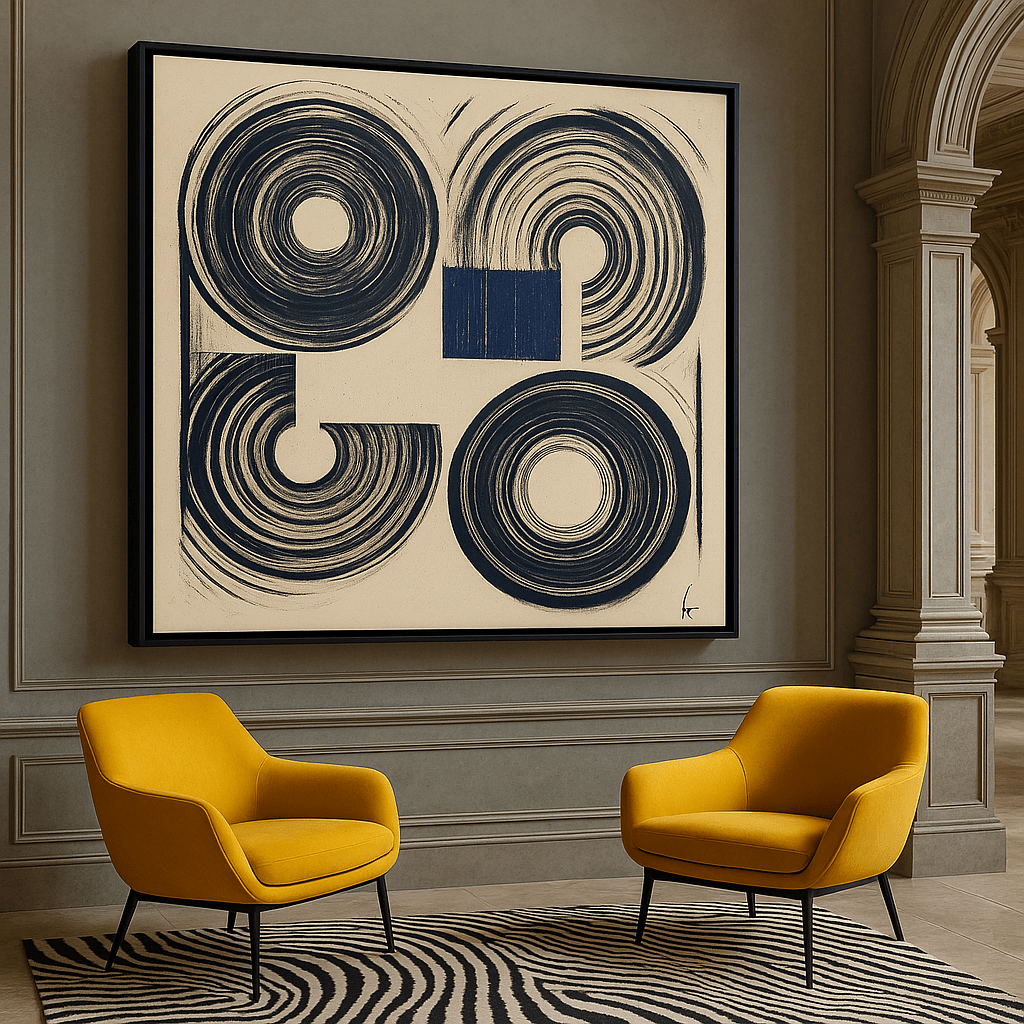 Canvas Print: Minimalist Spiral Geometry - Modern Abstract Wall Art modern abstract canvas wall art by Rossetti Art – luxury interior design artwork for living room, bedroom, office – Bold and Dynamic Artistic Home Accent Colorful Statement Wall Art Contemporary Grid Art