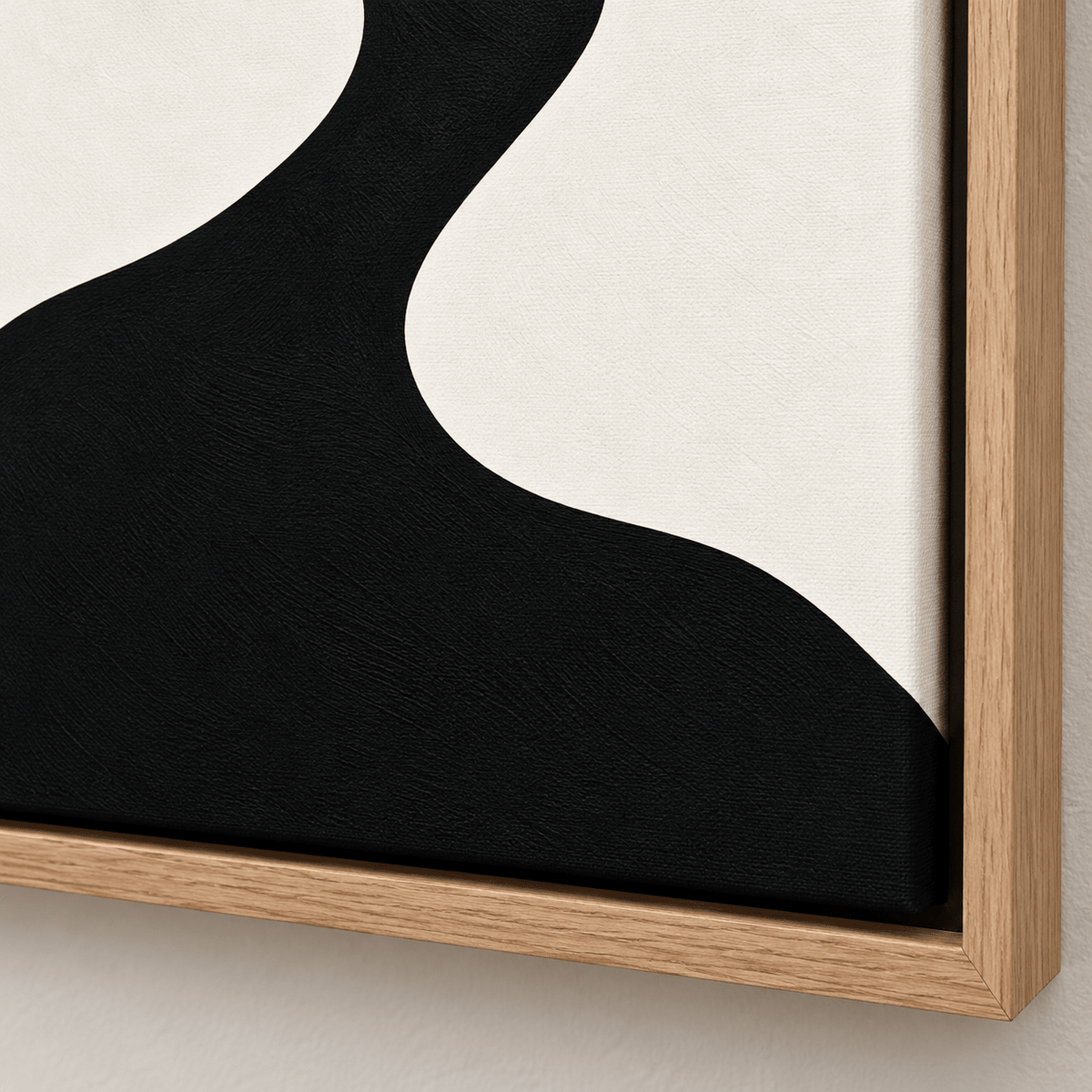 Modern Black and White Canvas Art – Noir Meander floater frame corner detail by Rossetti Art