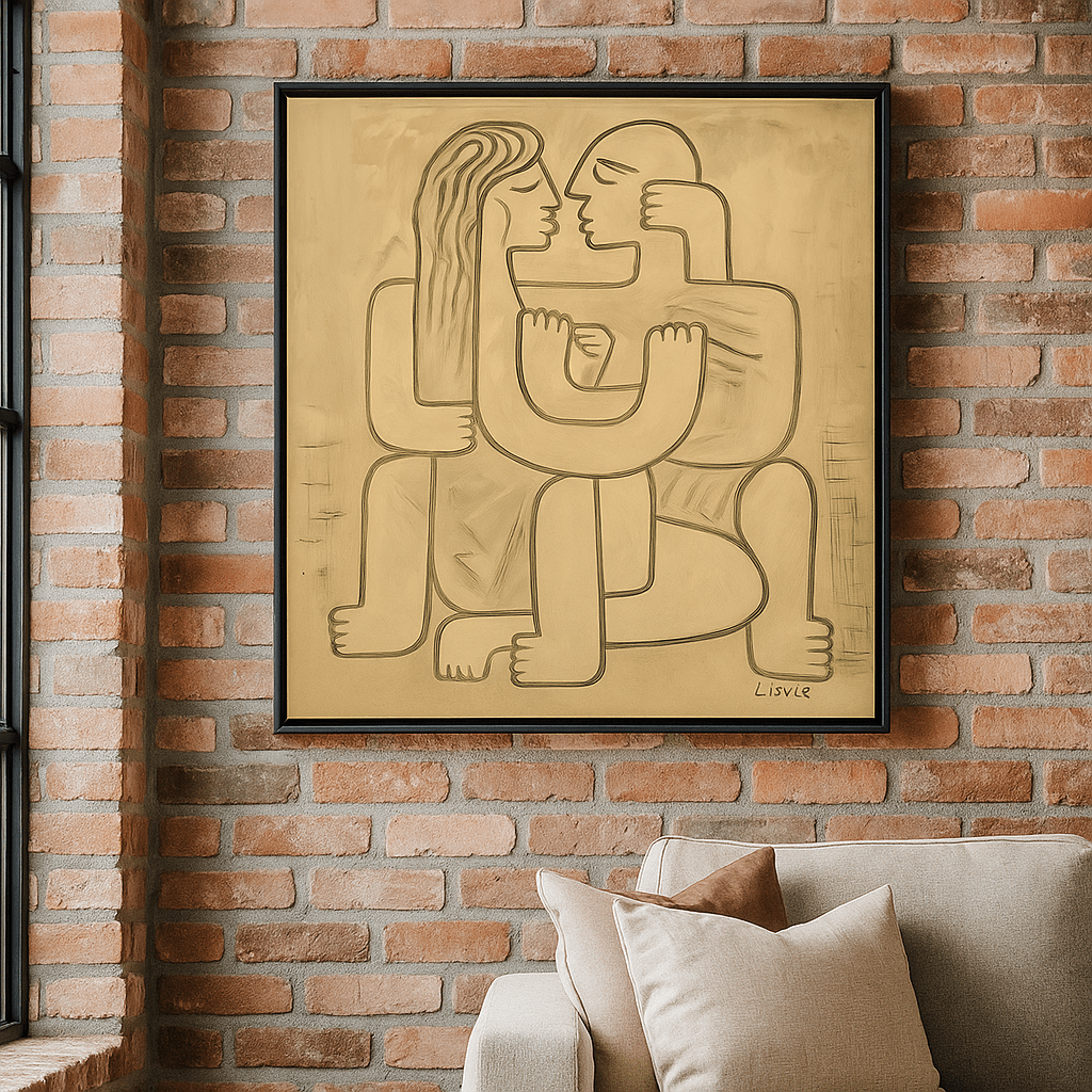 Canvas Print : Modern Embrace – Abstract Nude Canvas Wall Art - Chiara Rossetti