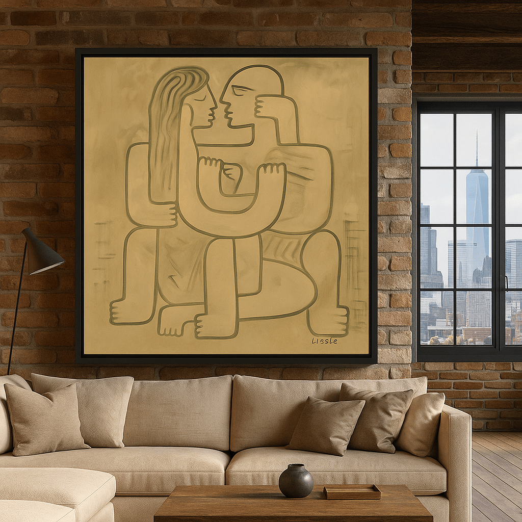 Canvas Print : Modern Embrace – Abstract Nude Canvas Wall Art - Chiara Rossetti