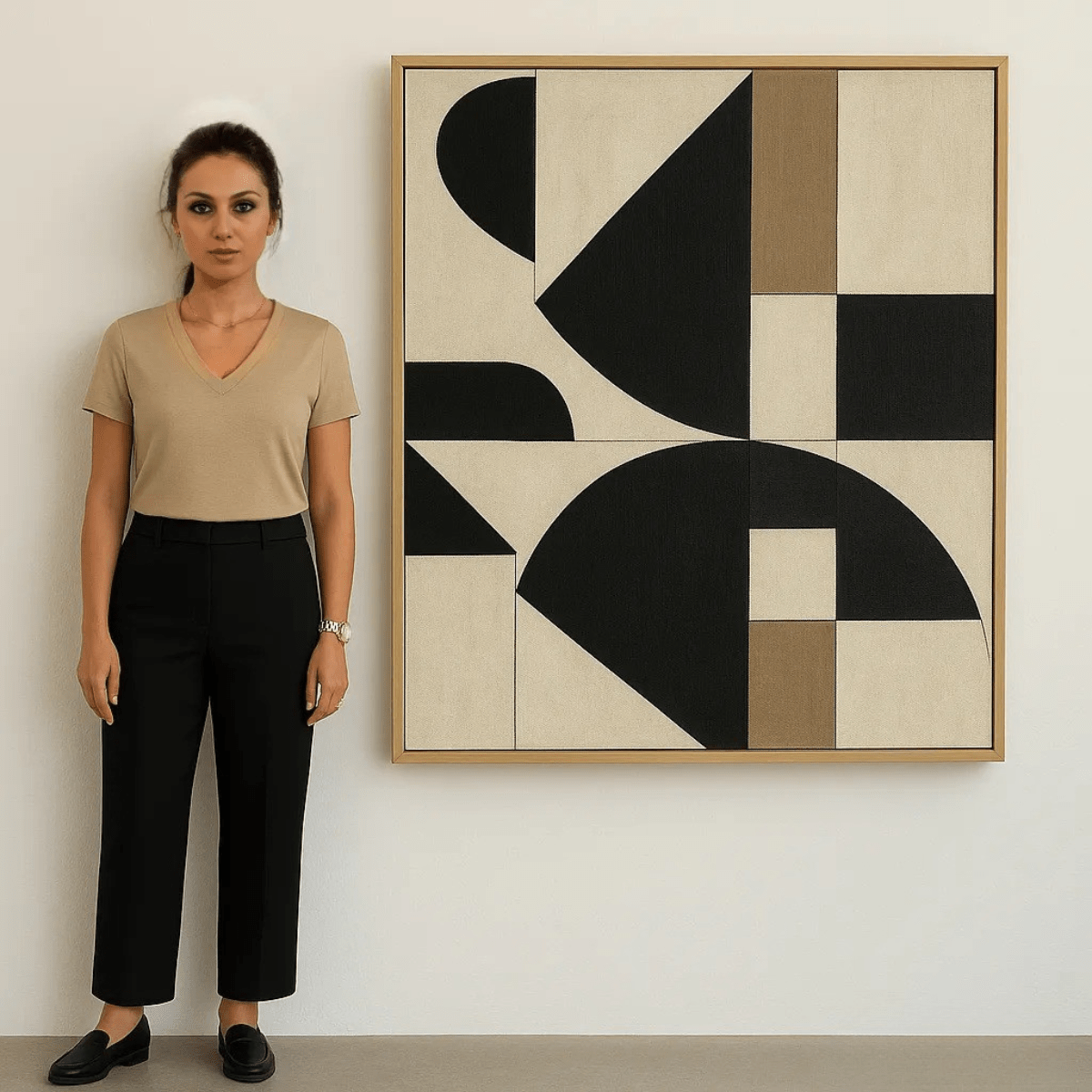 Canvas Print : Modern Equilibrium – Neutral Geometric Abstract Canvas Wall Art modern abstract canvas wall art by Rossetti Art – luxury interior design artwork for living room, bedroom, office – Black And White Art Black and white artwork black and white canvas