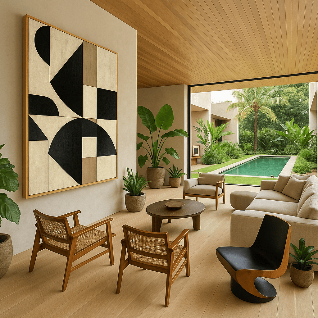 Canvas Print : Modern Equilibrium – Neutral Geometric Abstract Canvas Wall Art modern abstract canvas wall art by Rossetti Art – luxury interior design artwork for living room, bedroom, office – Black And White Art Black and white artwork black and white canvas