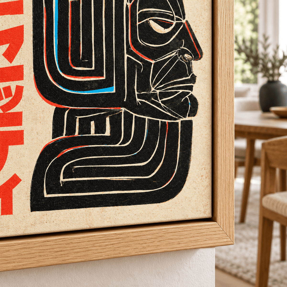 Modern Japanese Wall Art – Kuro Oni canvas print corner detail by Rossetti Art