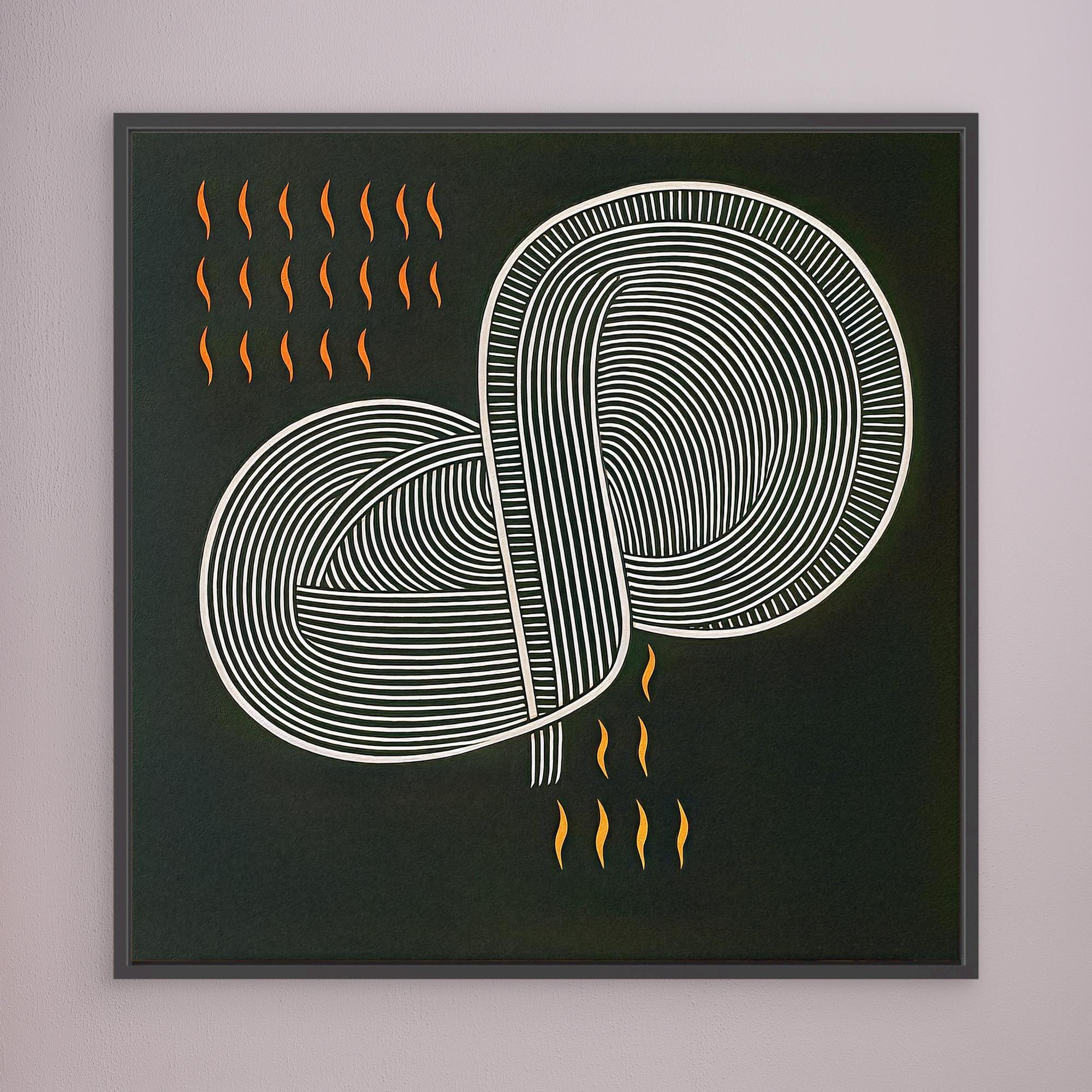 Canvas Print: “Molten Flow Loop” – Abstract Minimalist Line Art with Burnt Orange Accents modern abstract canvas wall art by Rossetti Art – luxury interior design artwork for living room, bedroom, office – Abstract Line Art Contemporary Line Art Line Art Wall Decor