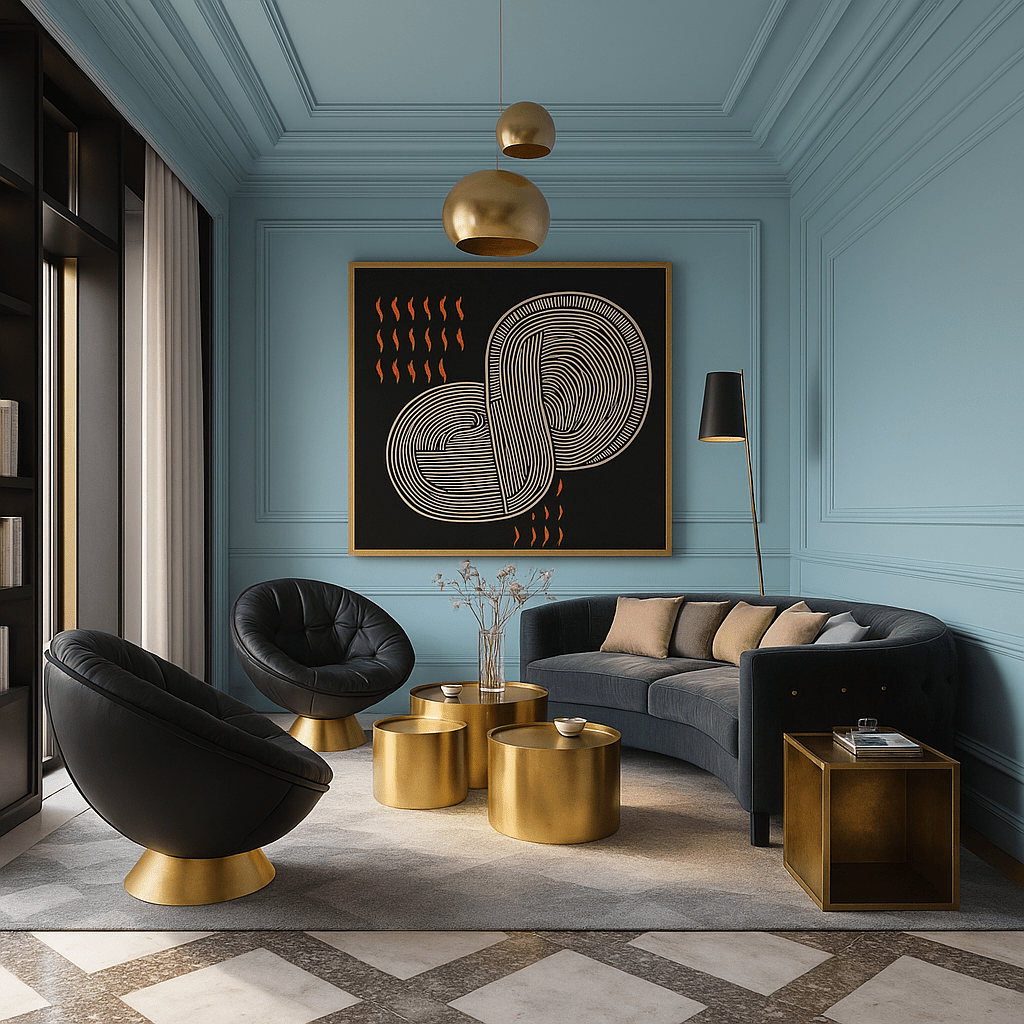 Canvas Print: “Molten Flow Loop” – Abstract Minimalist Line Art with Burnt Orange Accents modern abstract canvas wall art by Rossetti Art – luxury interior design artwork for living room, bedroom, office – Abstract Line Art Contemporary Line Art Line Art Wall Decor