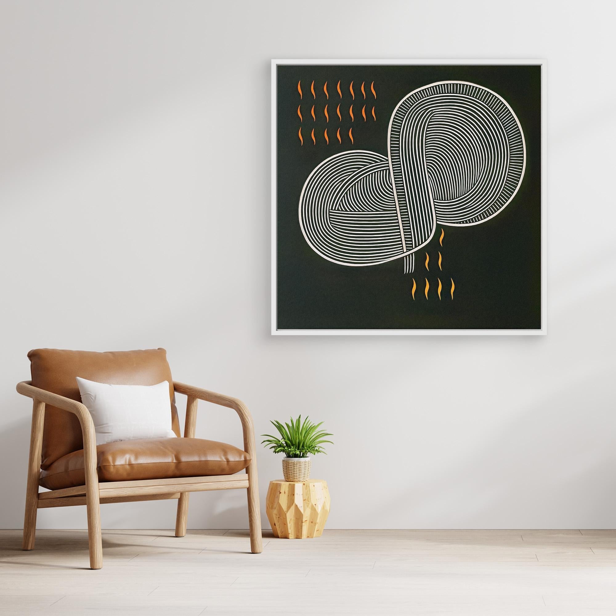 Canvas Print: “Molten Flow Loop” – Abstract Minimalist Line Art with Burnt Orange Accents modern abstract canvas wall art by Rossetti Art – luxury interior design artwork for living room, bedroom, office – Abstract Line Art Contemporary Line Art Line Art Wall Decor